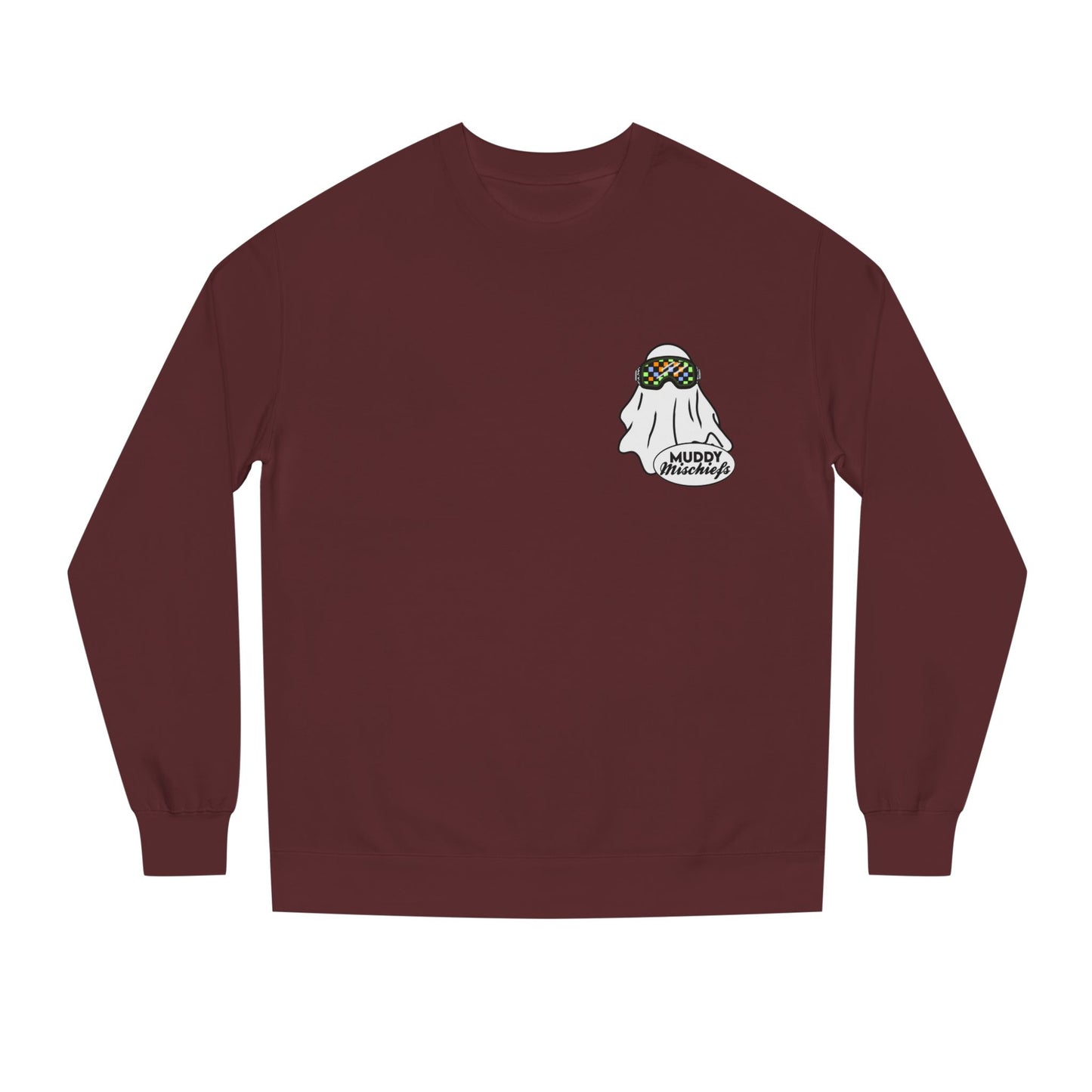 Goggle Ghost | Unisex Adult Halloween Motocross Crewneck Sweatshirt