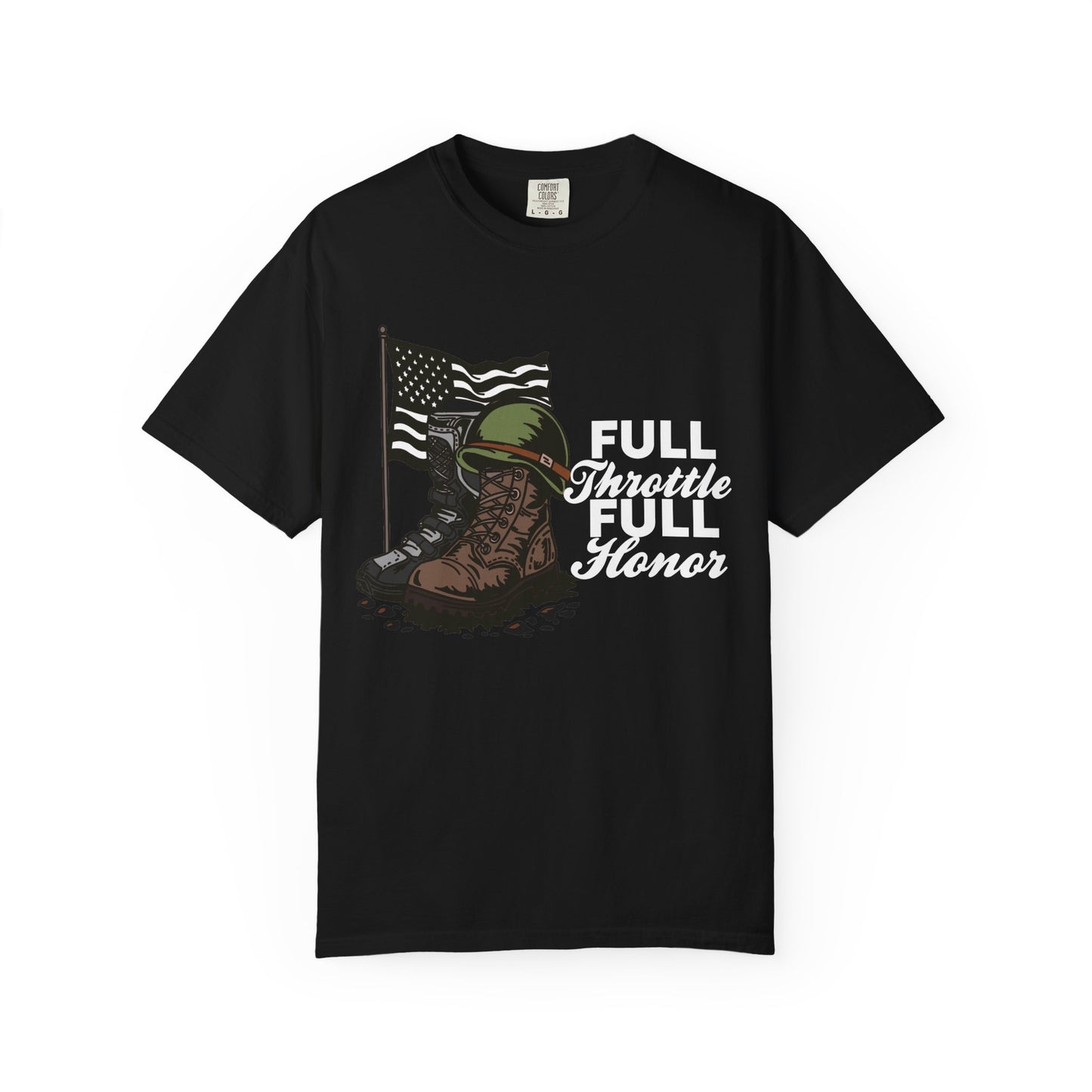 Full Throttle Full Honor | Adult Motocross Military Tribute Tee