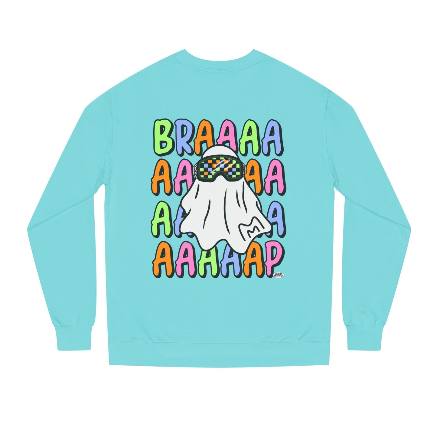 Goggle Ghost | Unisex Adult Halloween Motocross Crewneck Sweatshirt