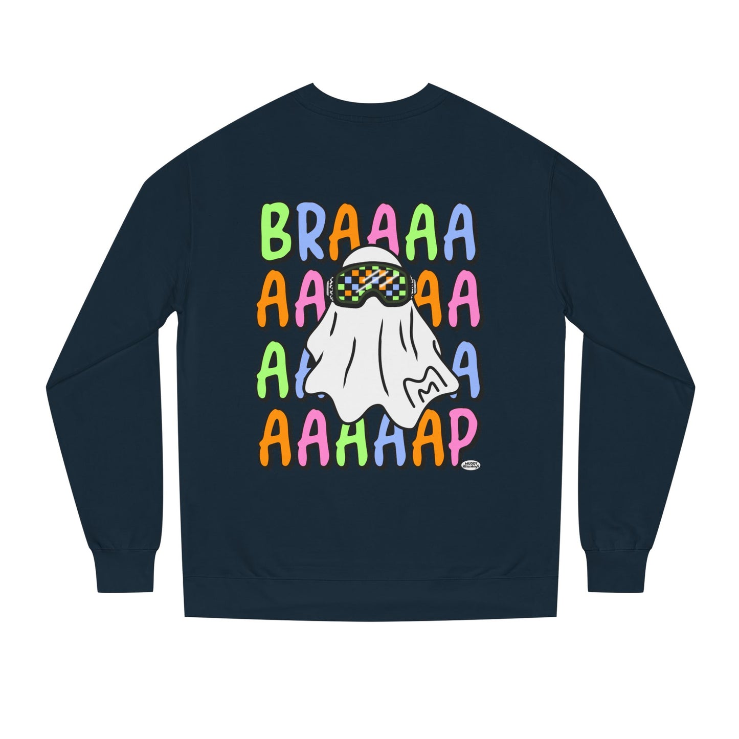 Goggle Ghost | Unisex Adult Halloween Motocross Crewneck Sweatshirt
