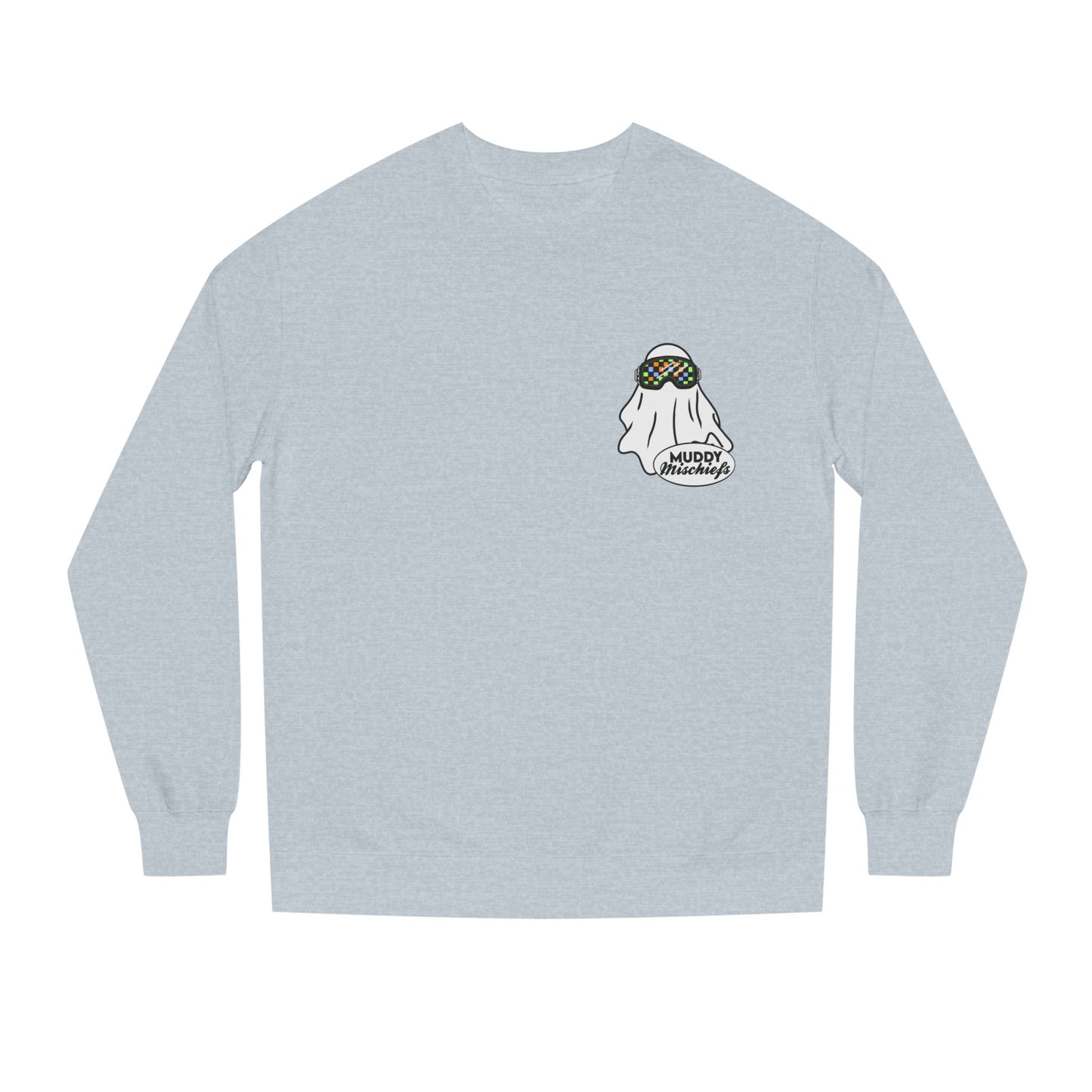 Goggle Ghost | Unisex Adult Halloween Motocross Crewneck Sweatshirt