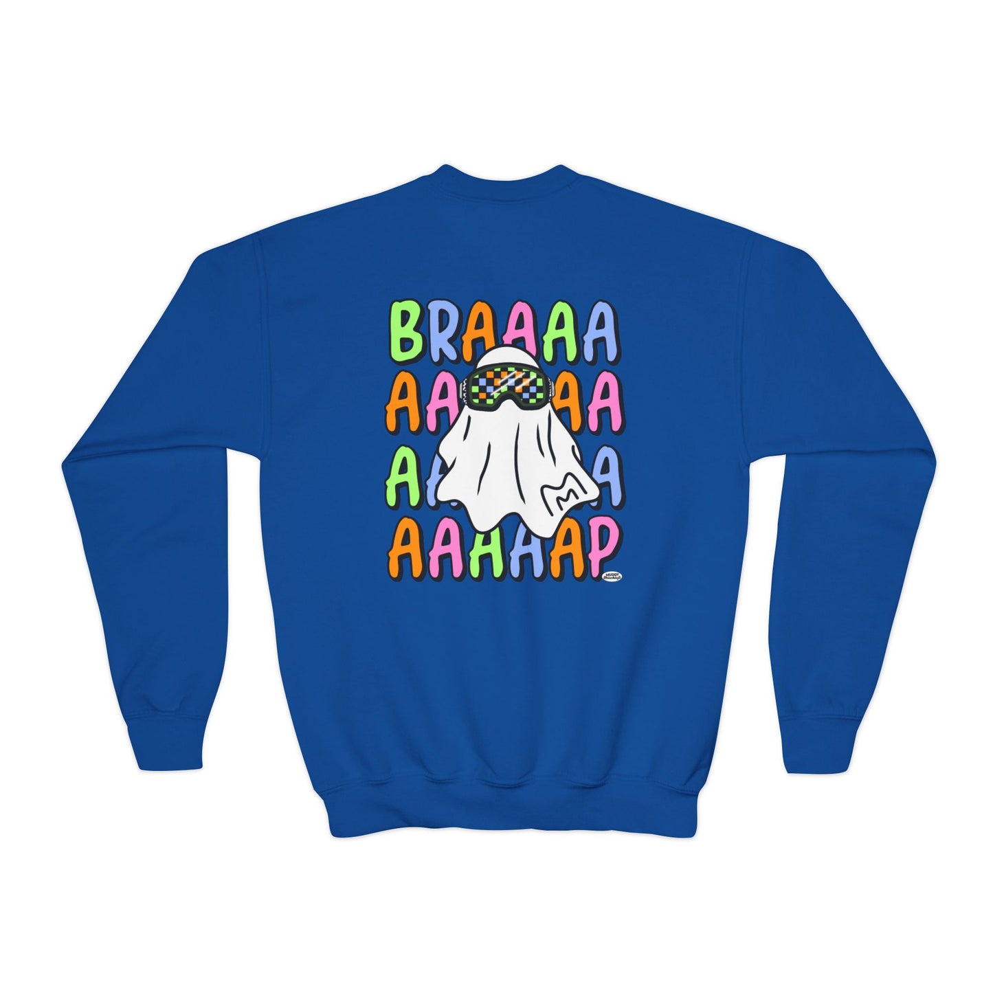 Goggle Ghost | Youth Halloween Motocross Crewneck Sweatshirt