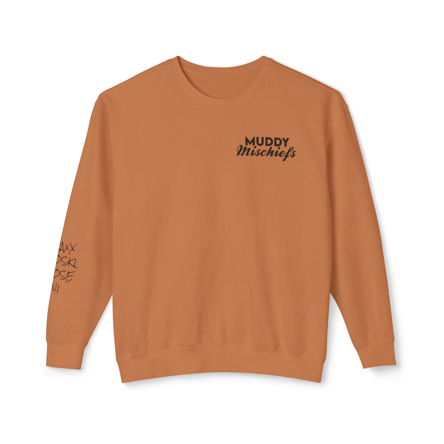 Somebody’s Muddy Mischief Personalizable Crewneck Sweatshirt | Adult Brand Sweatshirt