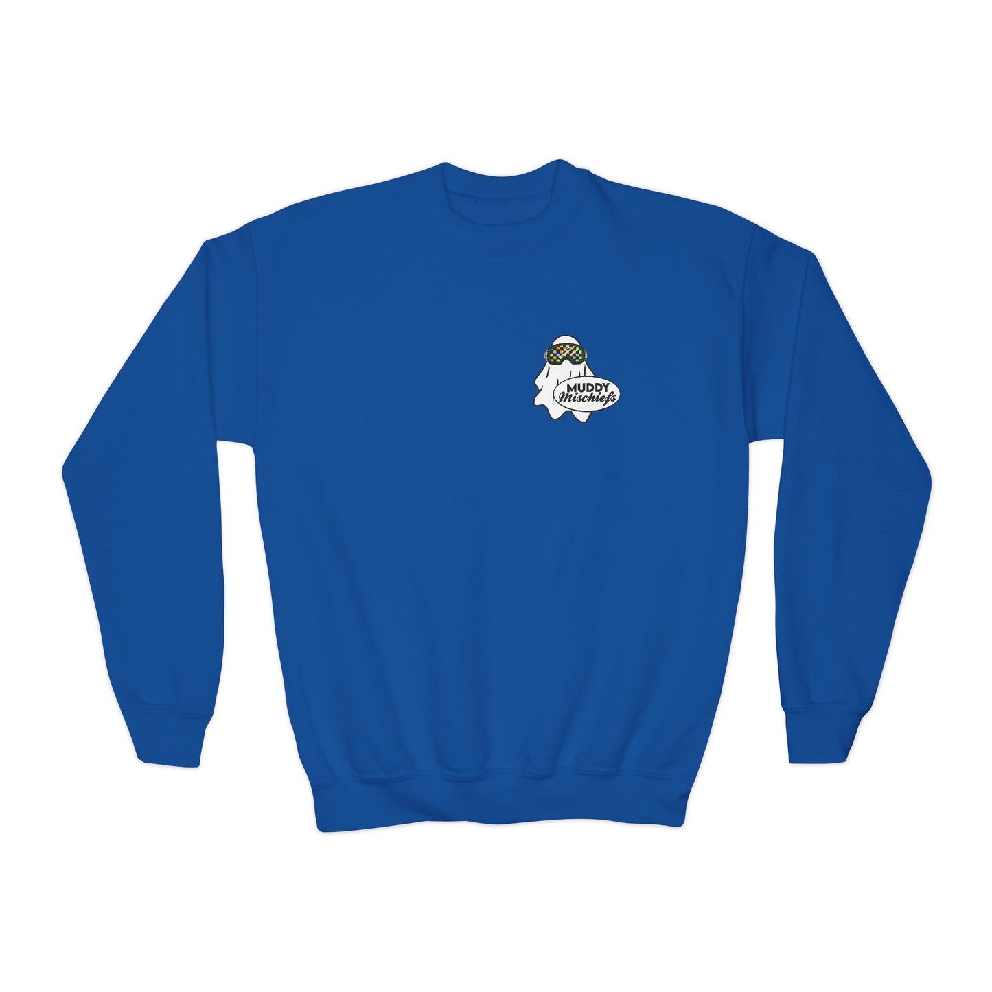 Goggle Ghost | Youth Halloween Motocross Crewneck Sweatshirt
