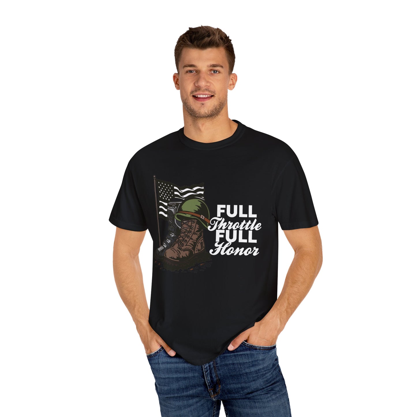 Full Throttle Full Honor | Adult Motocross Military Tribute Tee
