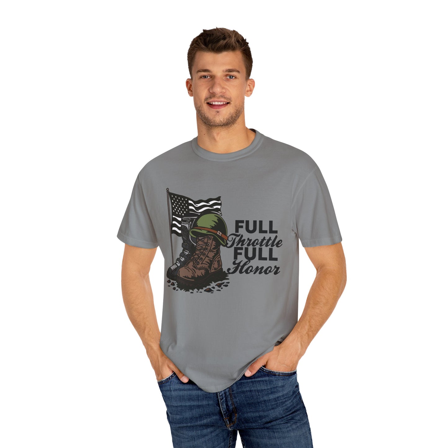 Full Throttle Full Honor | Adult Motocross Military Tribute Tee
