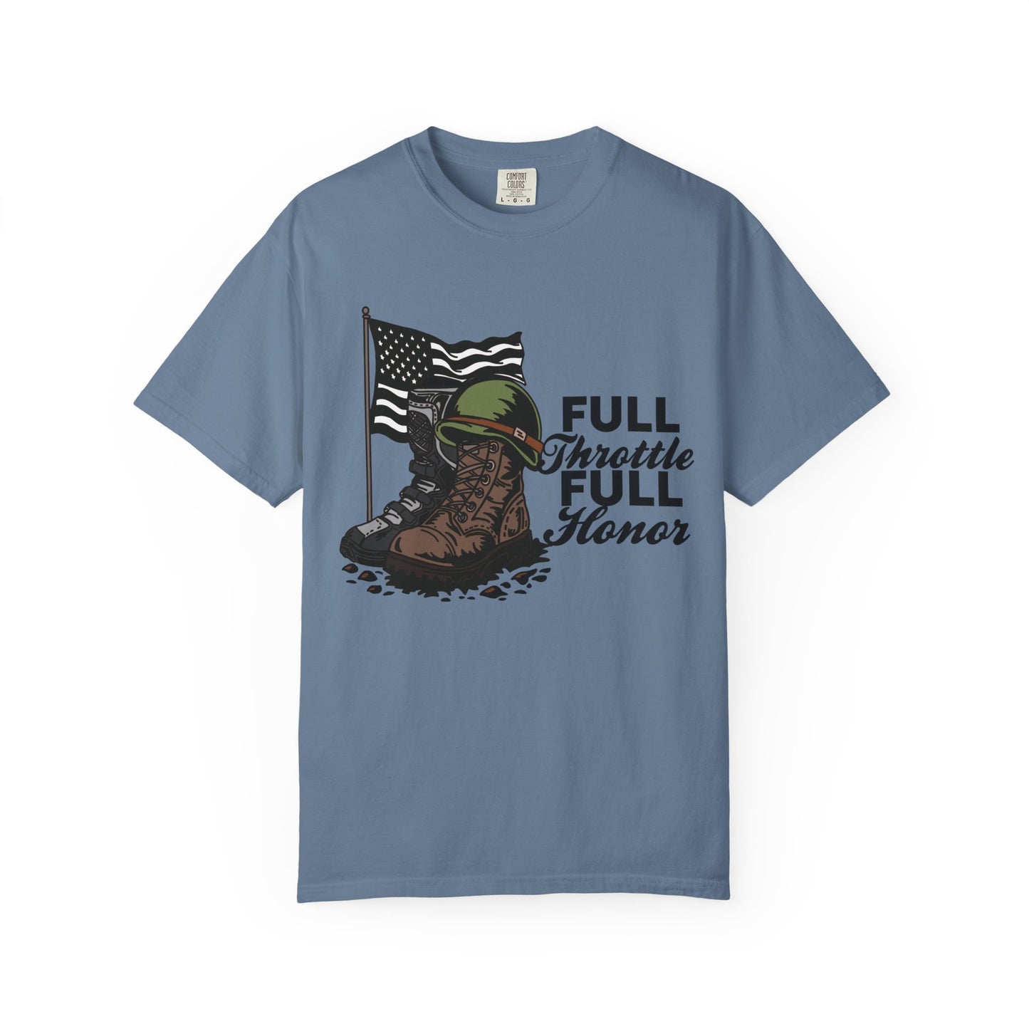 Full Throttle Full Honor | Adult Motocross Military Tribute Tee