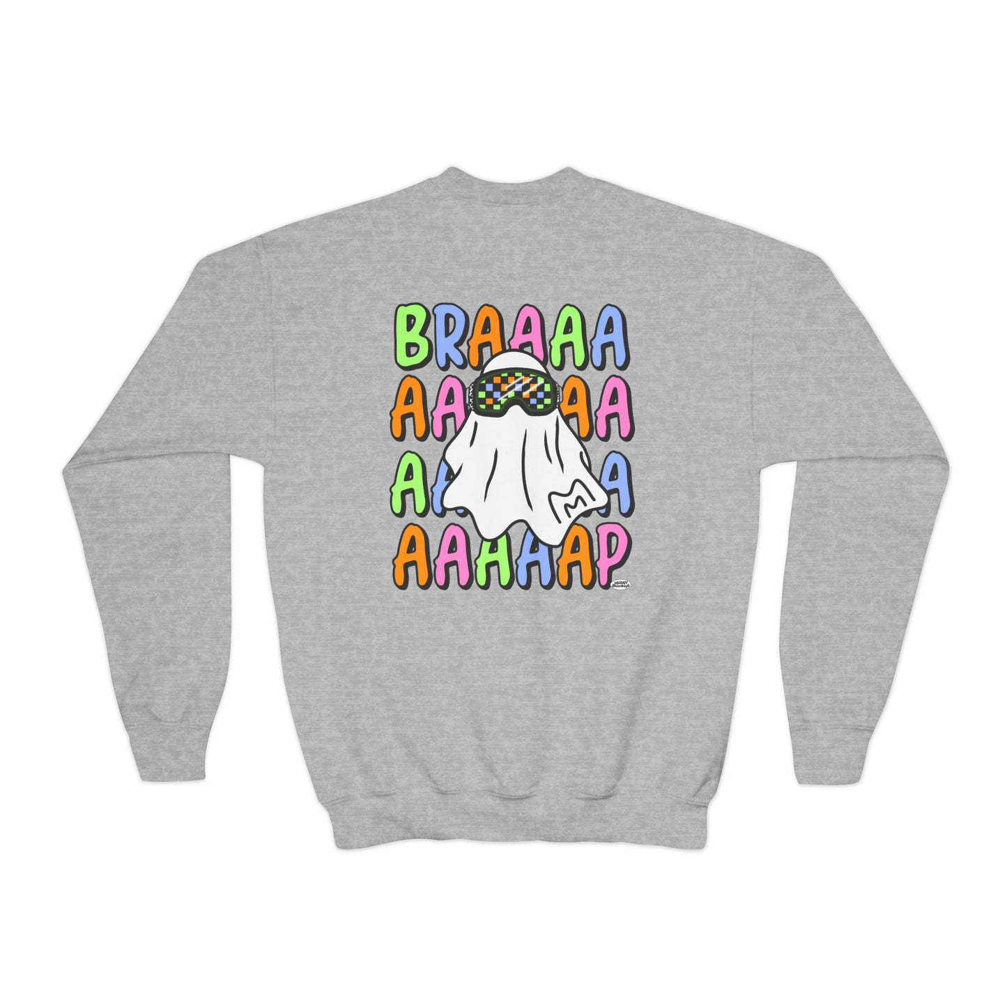 Goggle Ghost | Youth Halloween Motocross Crewneck Sweatshirt