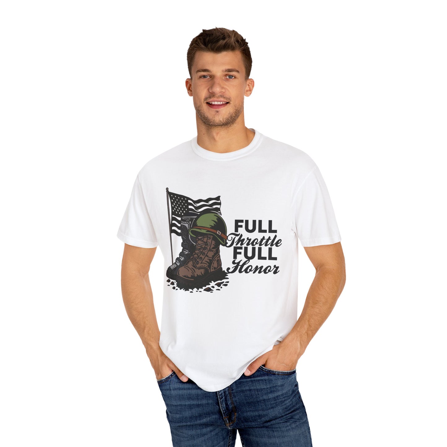 Full Throttle Full Honor | Adult Motocross Military Tribute Tee