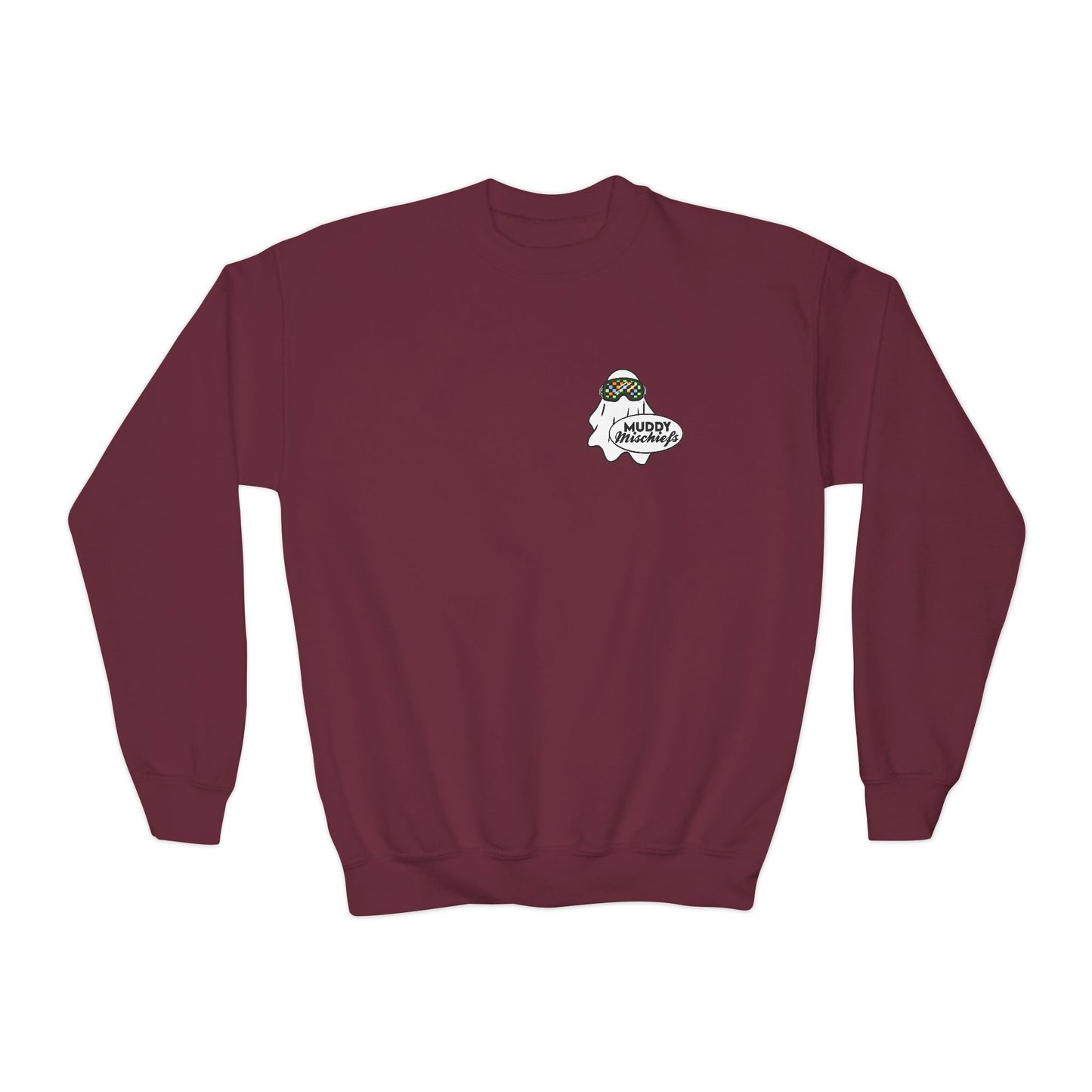 Goggle Ghost | Youth Halloween Motocross Crewneck Sweatshirt