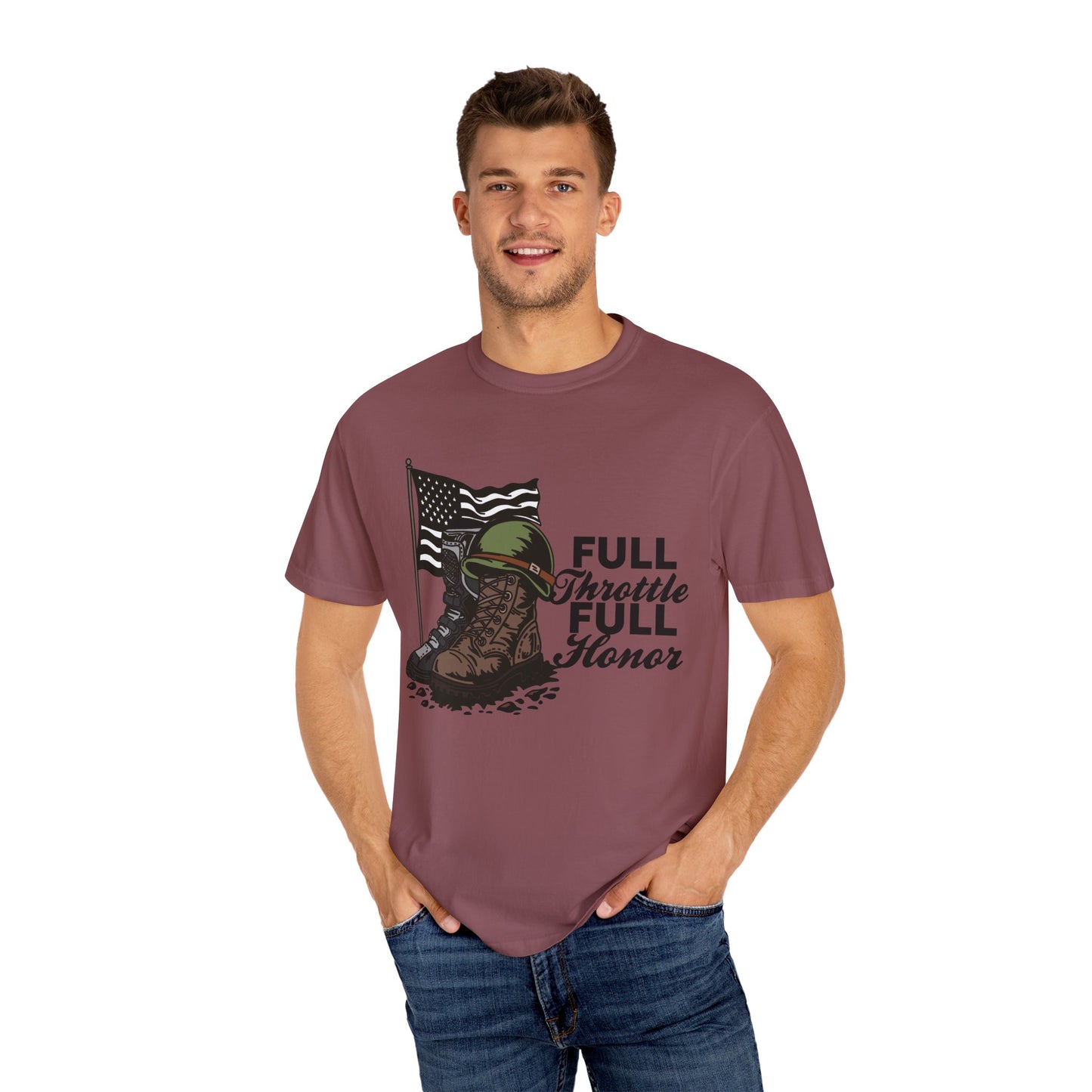 Full Throttle Full Honor | Adult Motocross Military Tribute Tee
