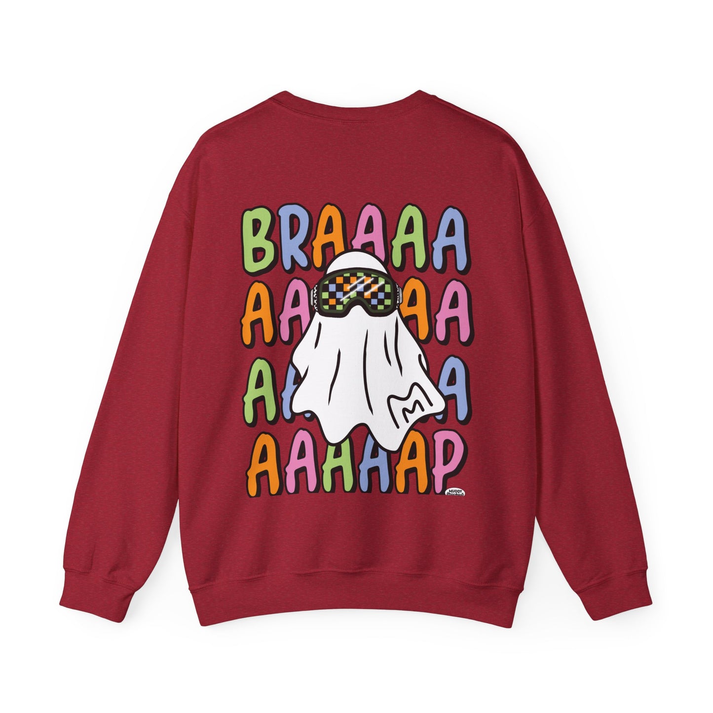 Goggle Ghost | Unisex Adult Halloween Motocross Crewneck Sweatshirt