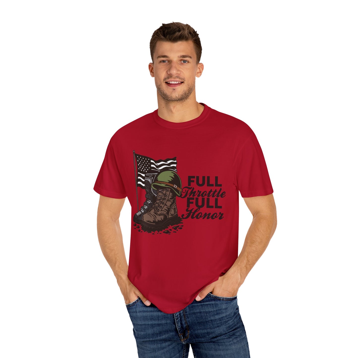 Full Throttle Full Honor | Adult Motocross Military Tribute Tee