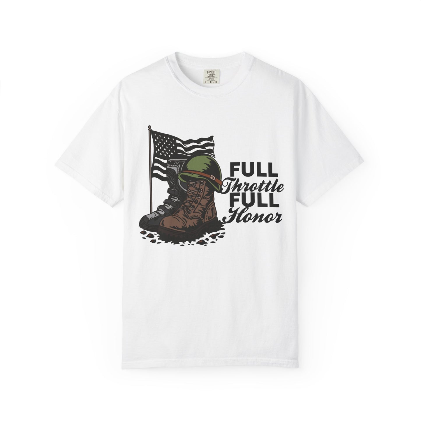 Full Throttle Full Honor | Adult Motocross Military Tribute Tee