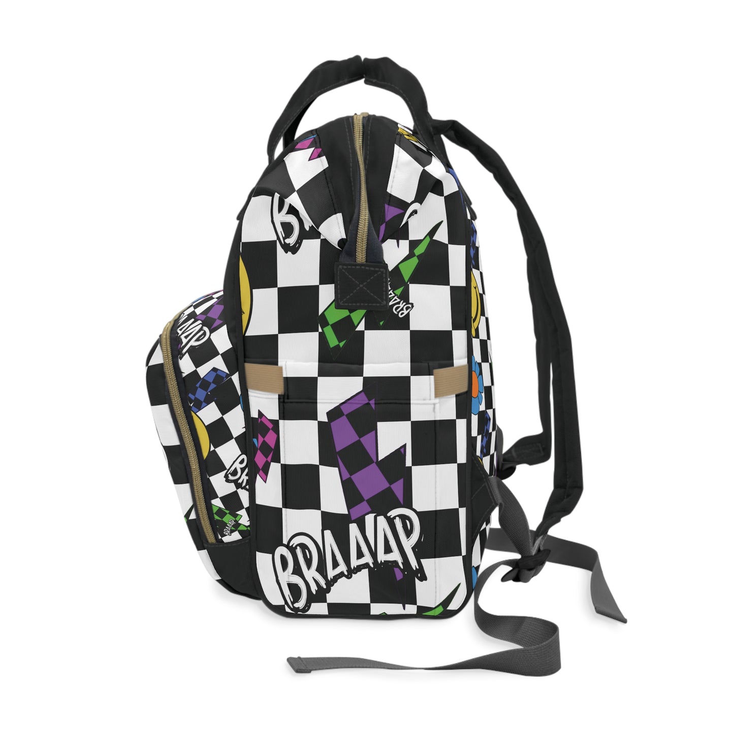Braaap Colorful Checkered Multifunctional Diaper Backpack - Lou Lou