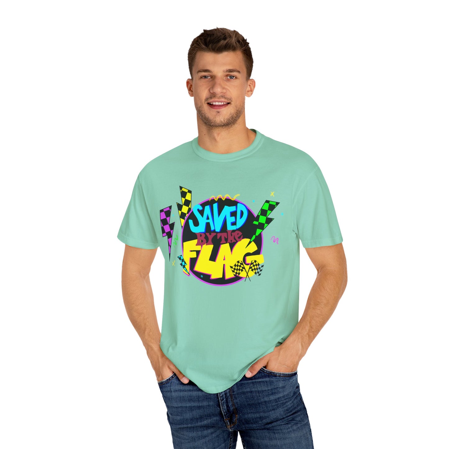 Retro Saved by the Flag | Adult Motocross Tee