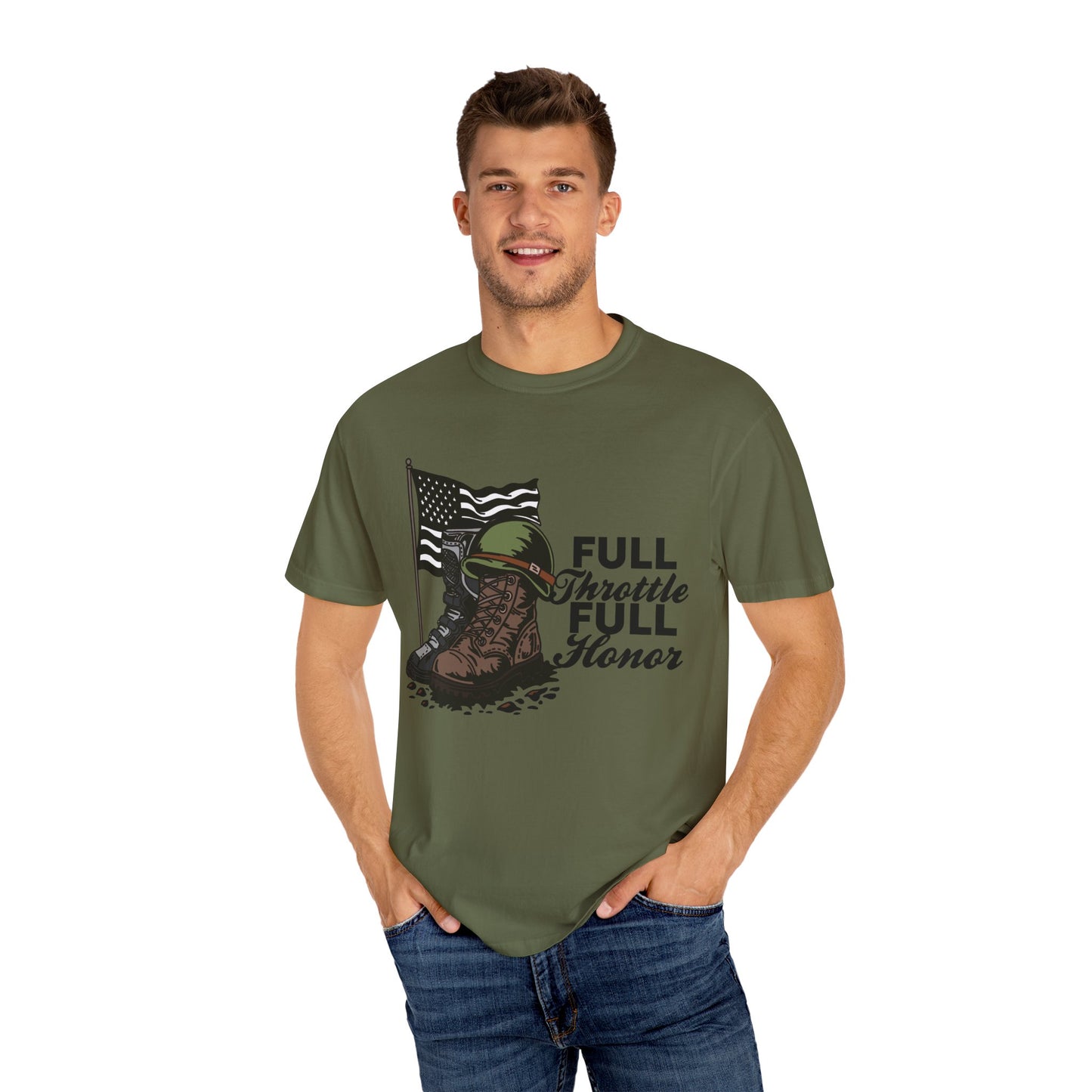 Full Throttle Full Honor | Adult Motocross Military Tribute Tee