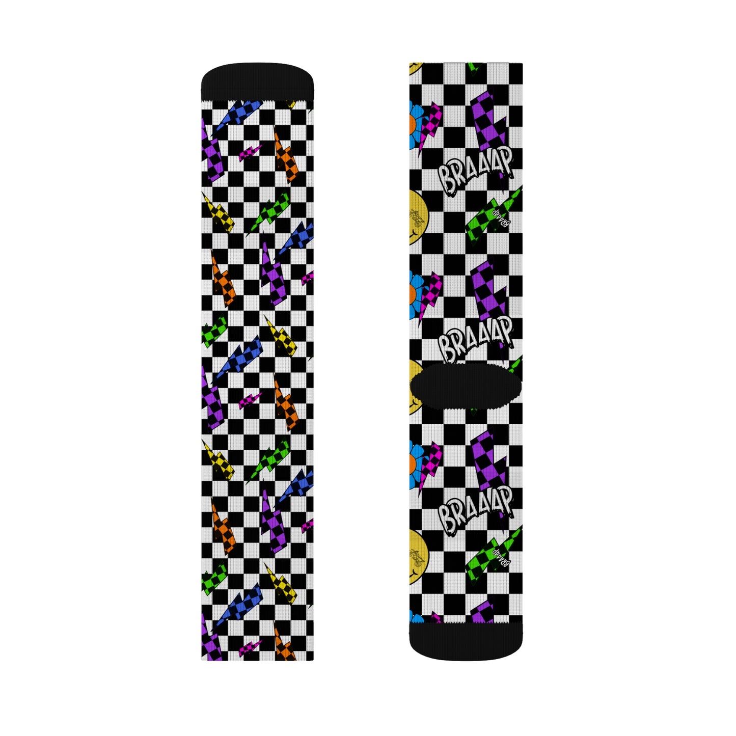 Colorful Checkered Toes | Mid Calf Motocross Socks