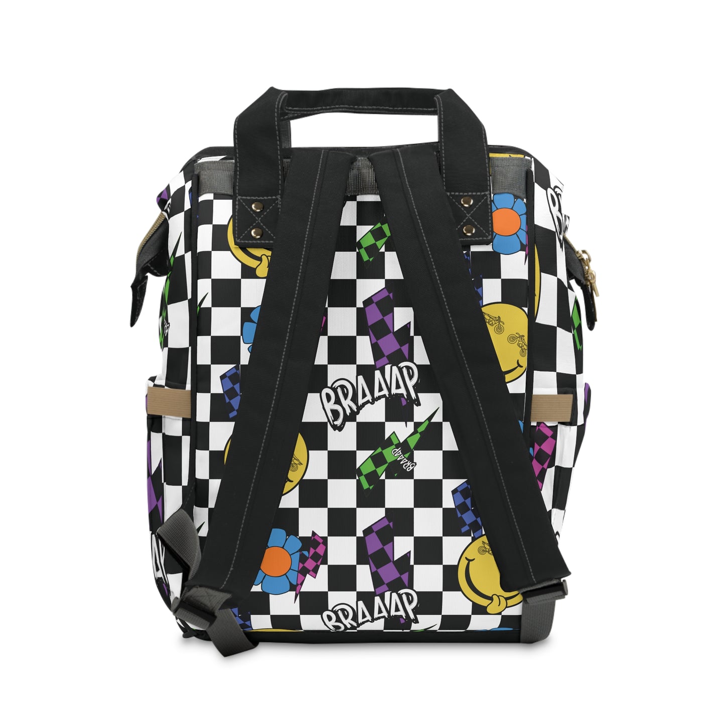 Braaap Colorful Checkered Multifunctional Diaper Backpack - Lou Lou