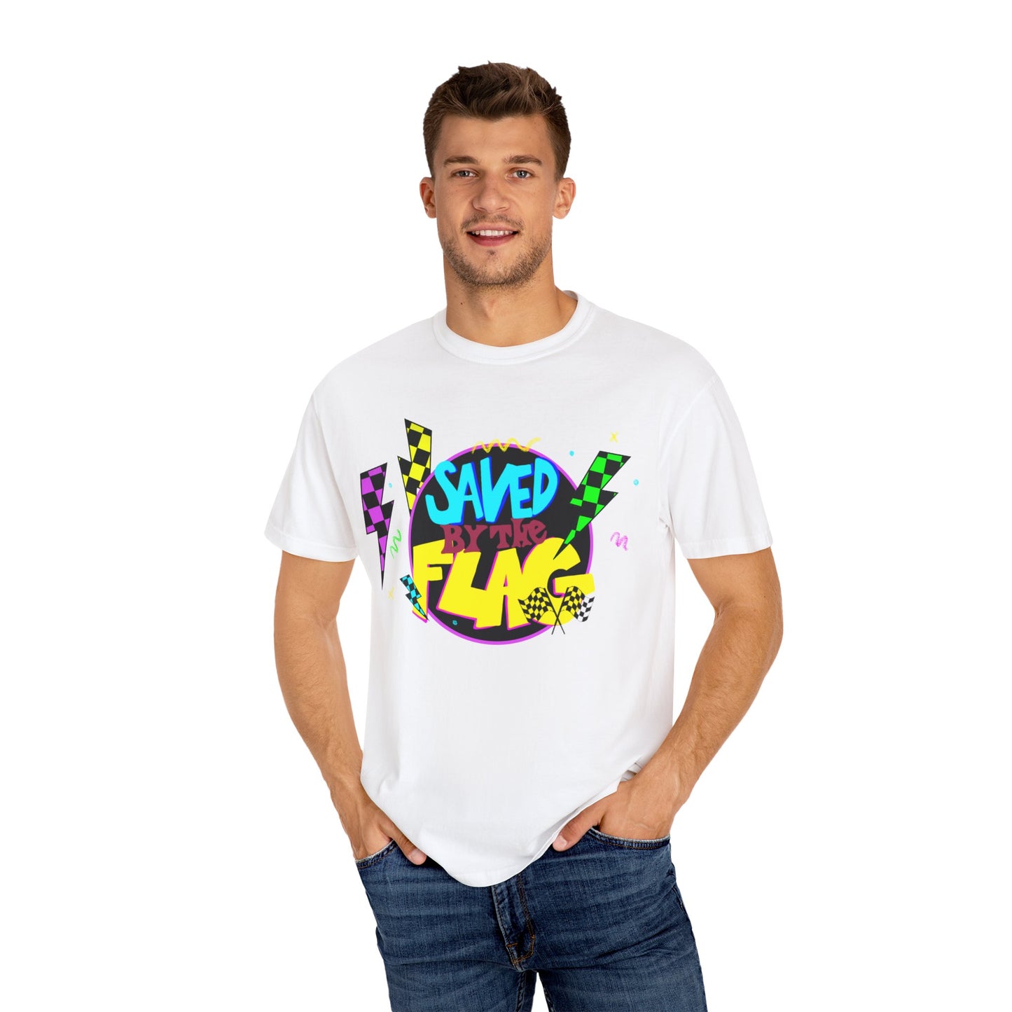 Retro Saved by the Flag | Adult Motocross Tee