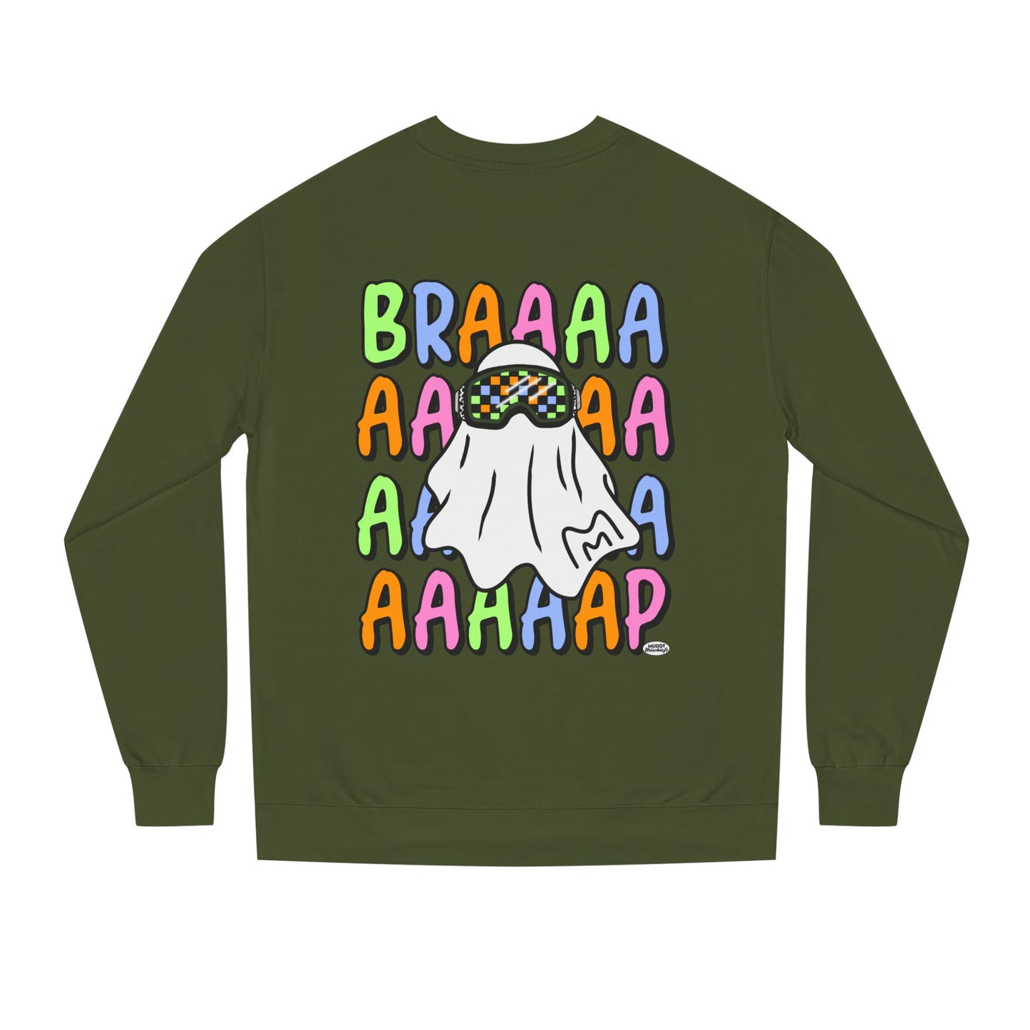 Goggle Ghost | Unisex Adult Halloween Motocross Crewneck Sweatshirt