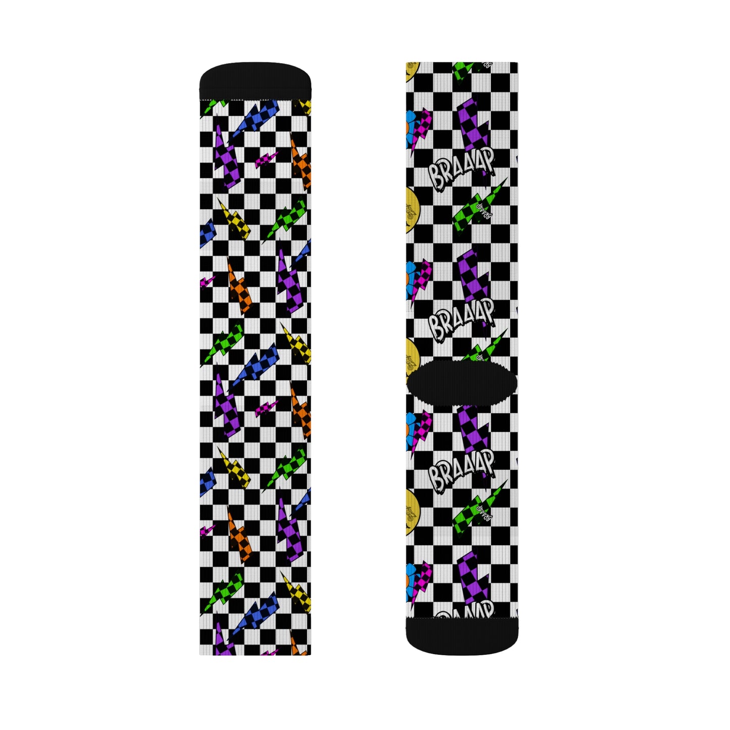 Colorful Checkered Toes | Mid Calf Motocross Socks