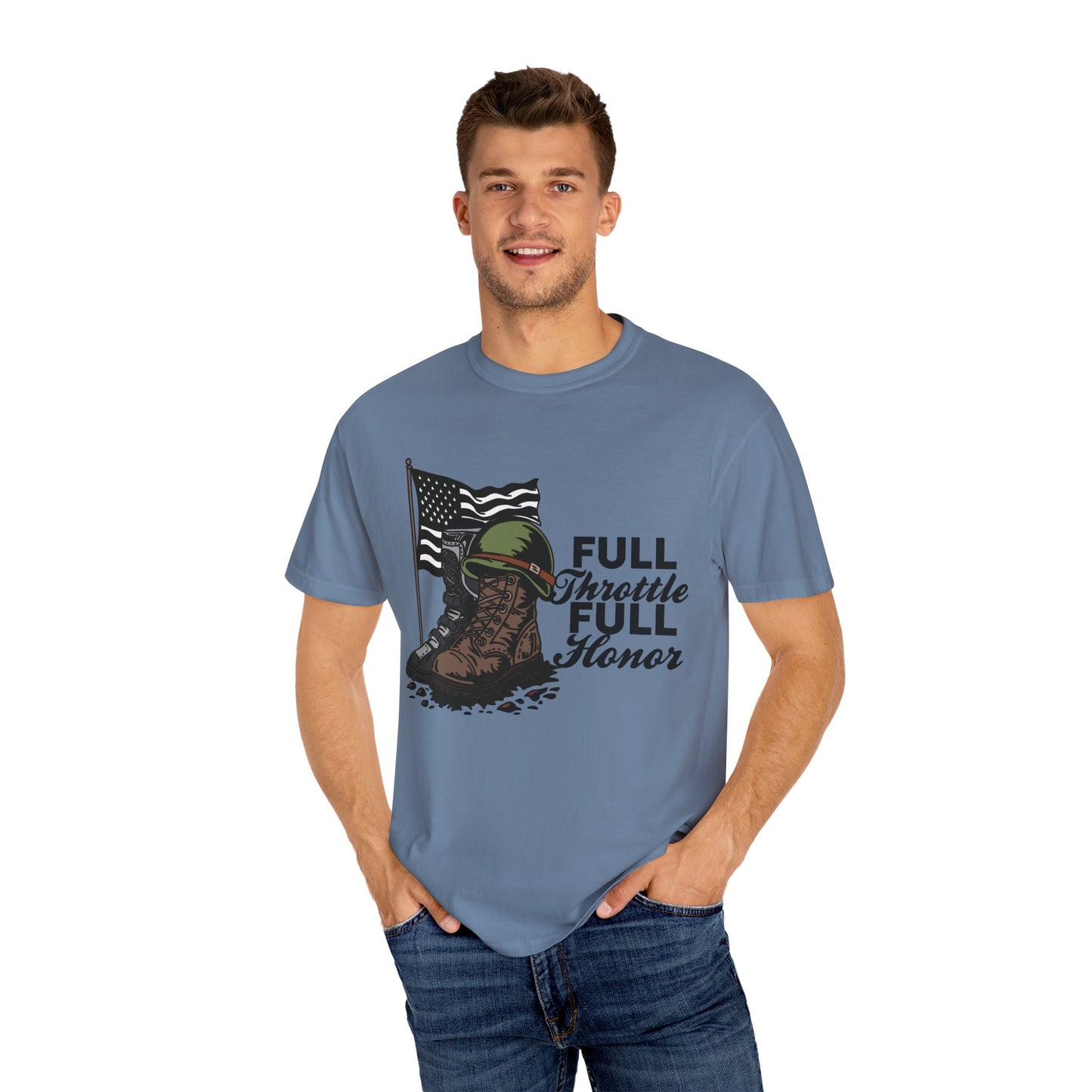 Full Throttle Full Honor | Adult Motocross Military Tribute Tee