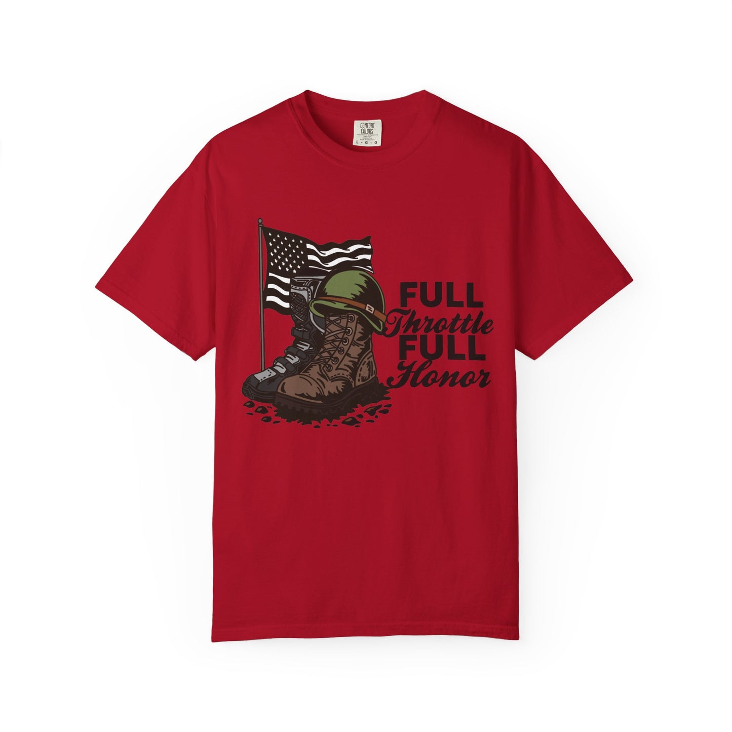 Full Throttle Full Honor | Adult Motocross Military Tribute Tee