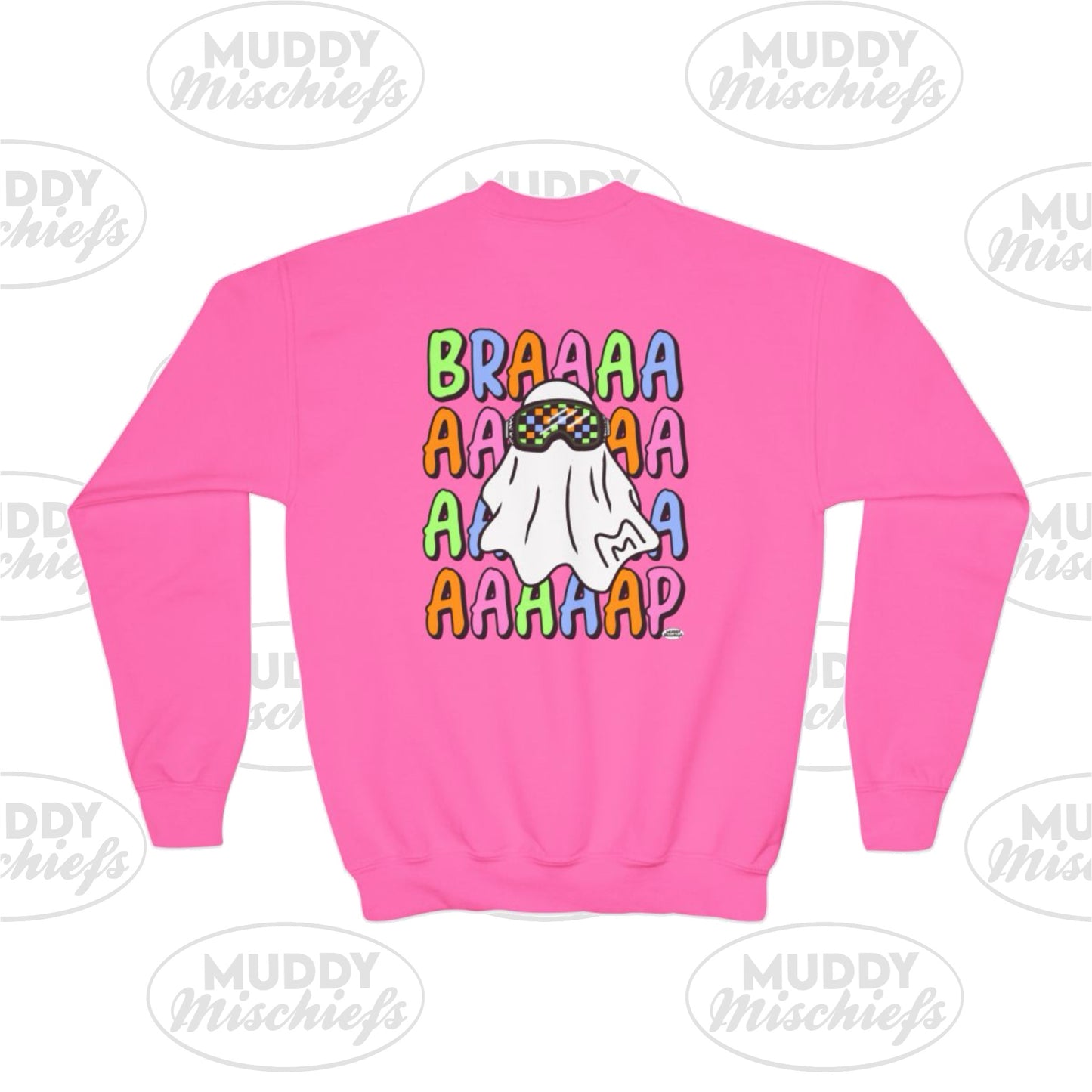 Goggle Ghost | Youth Halloween Motocross Crewneck Sweatshirt