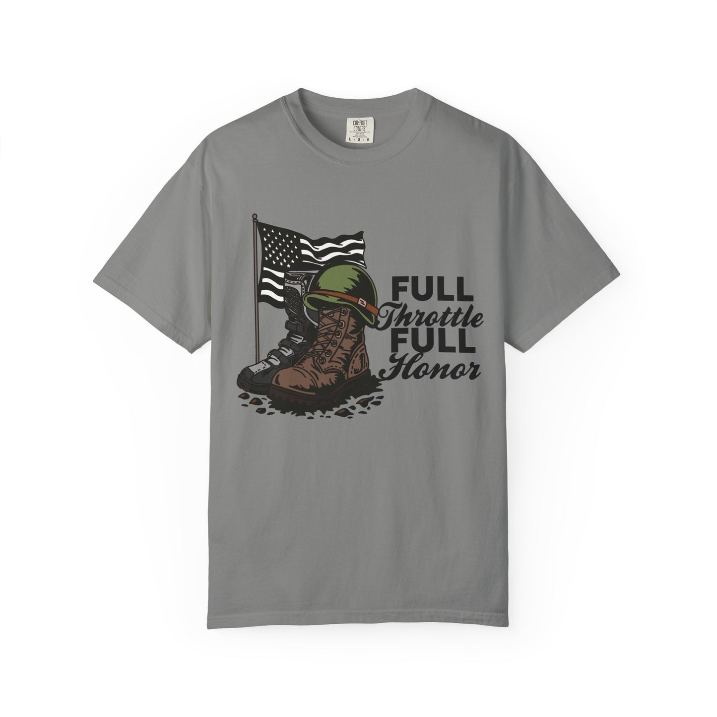 Full Throttle Full Honor | Adult Motocross Military Tribute Tee