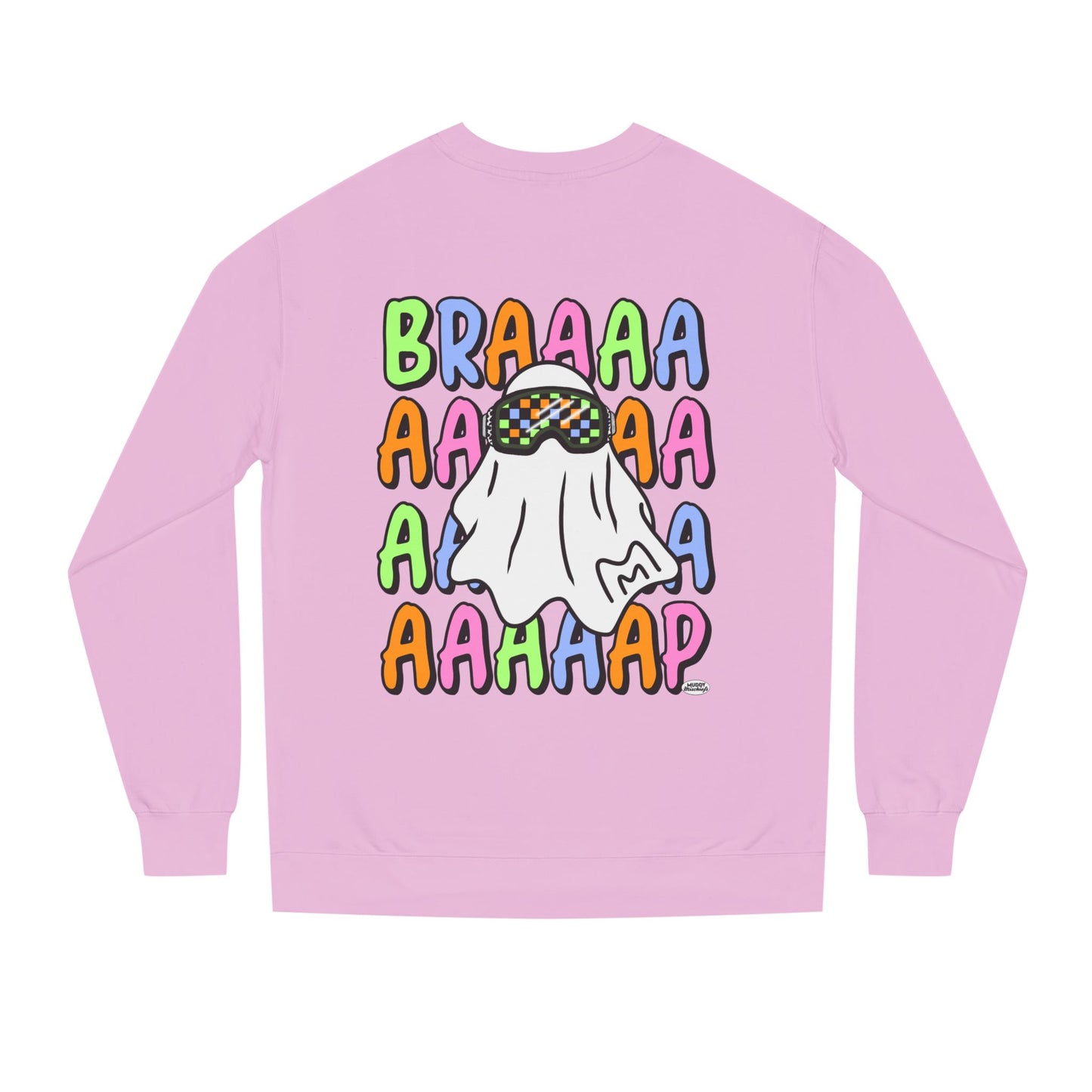 Goggle Ghost | Unisex Adult Halloween Motocross Crewneck Sweatshirt