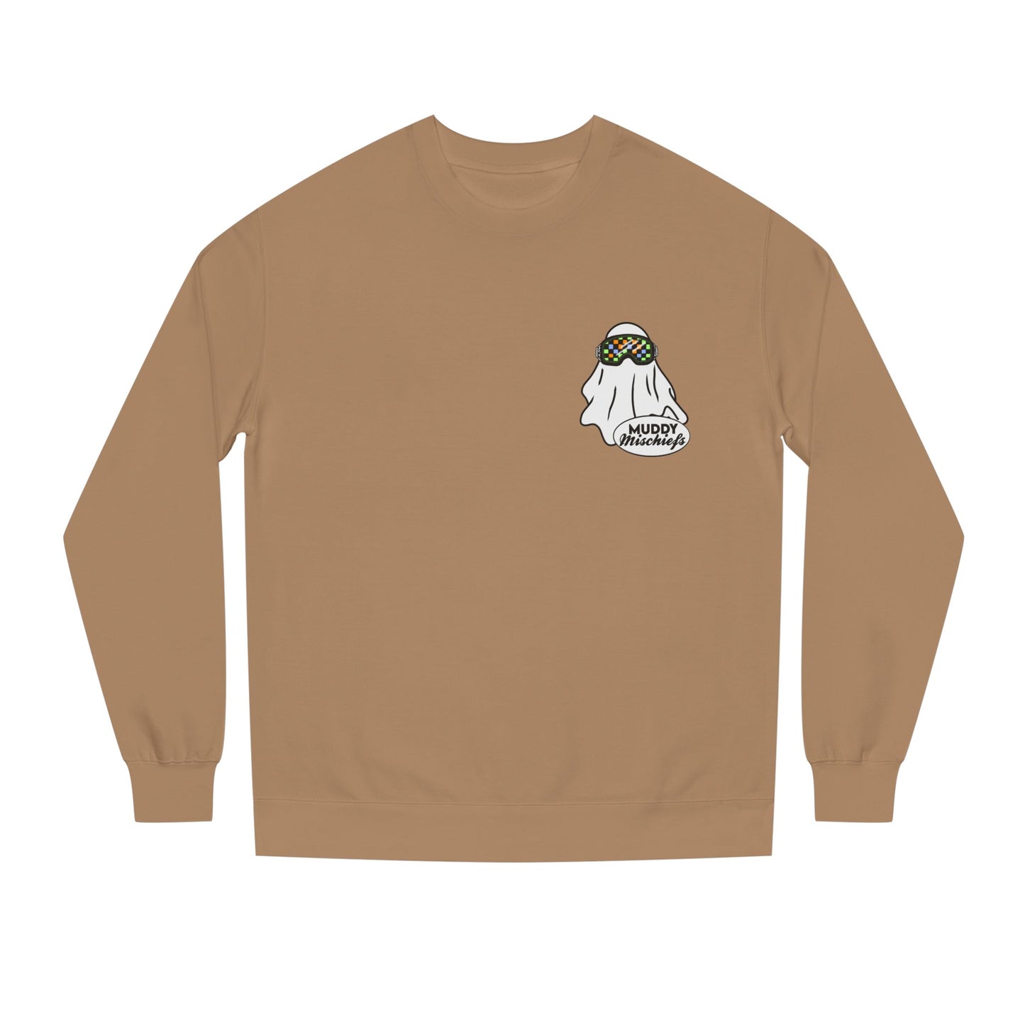 Goggle Ghost | Unisex Adult Halloween Motocross Crewneck Sweatshirt