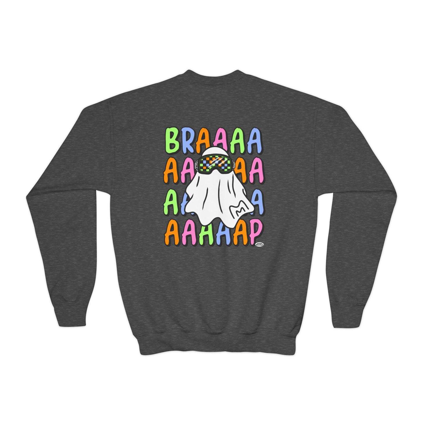 Goggle Ghost | Youth Halloween Motocross Crewneck Sweatshirt