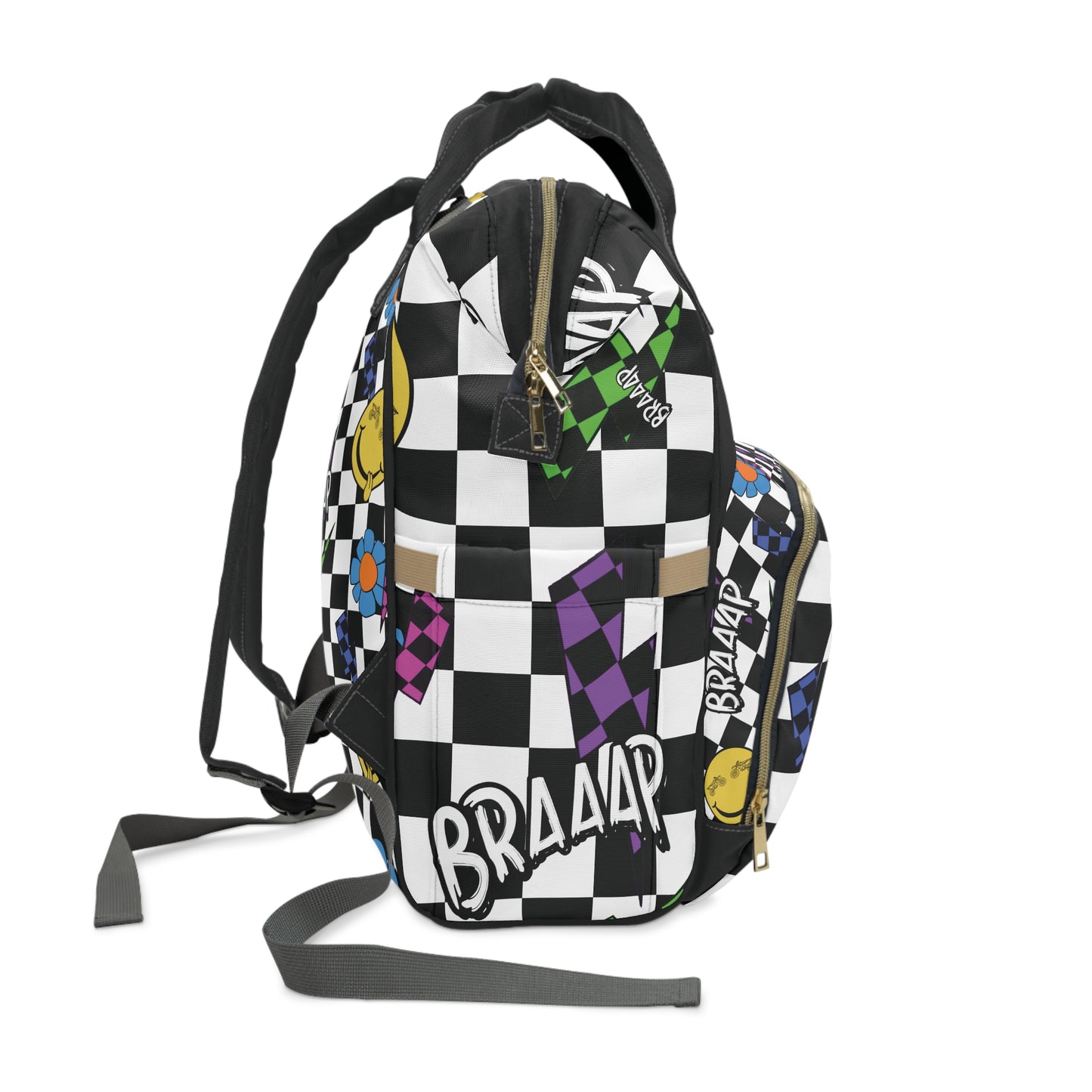 Braaap Colorful Checkered Multifunctional Diaper Backpack - Lou Lou