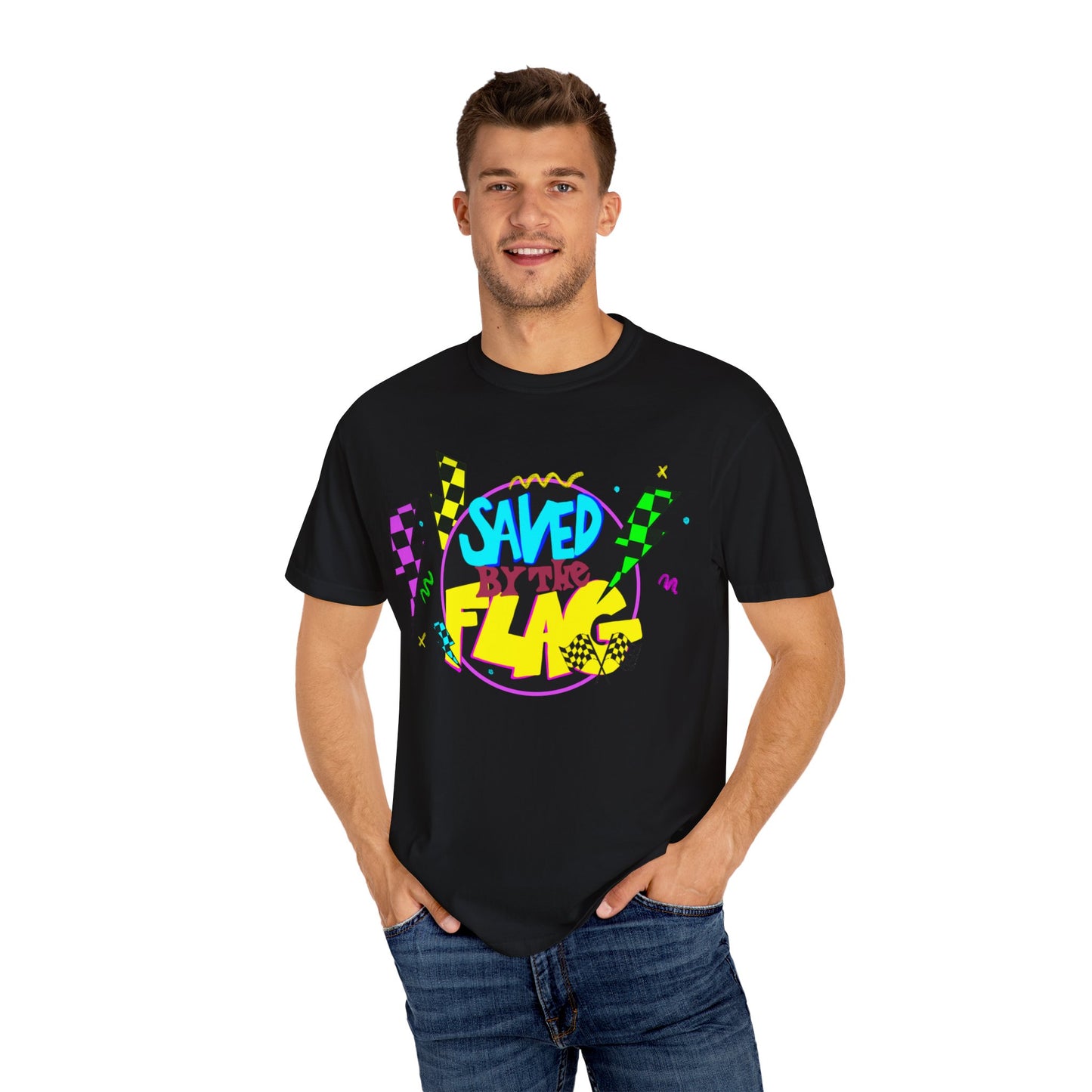 Retro Saved by the Flag | Adult Motocross Tee