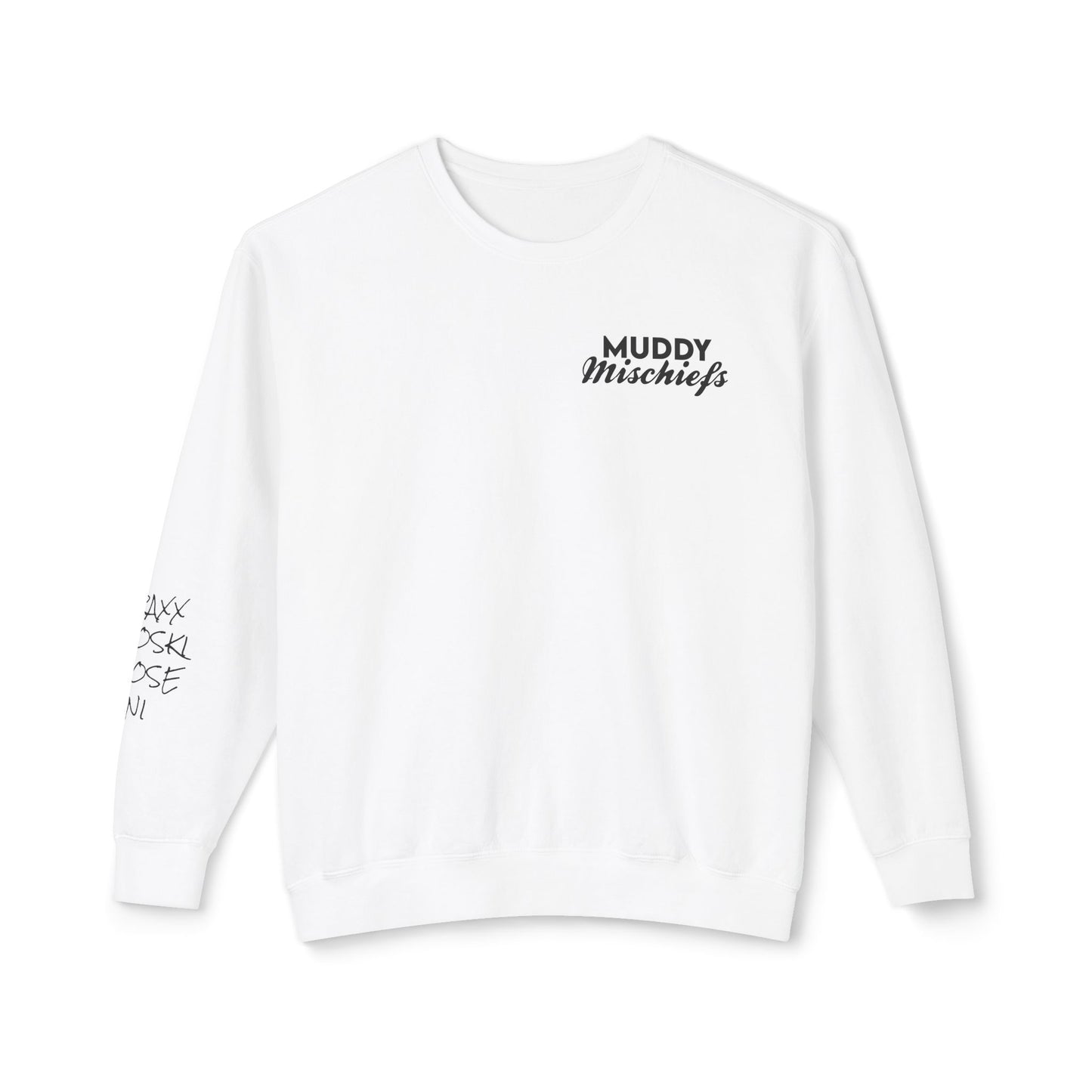 Somebody’s Muddy Mischief Personalizable Crewneck Sweatshirt | Adult Brand Sweatshirt