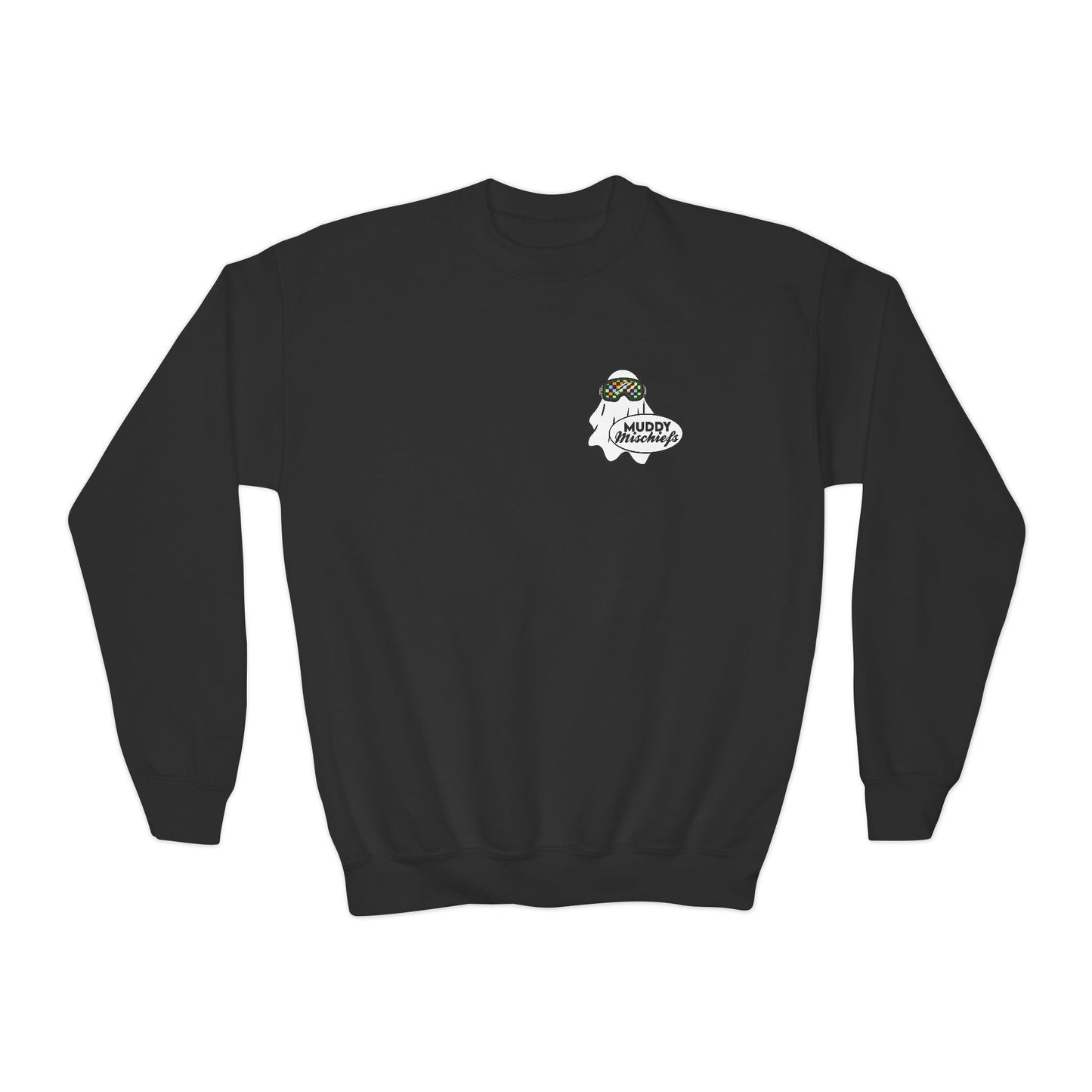 Goggle Ghost | Youth Halloween Motocross Crewneck Sweatshirt
