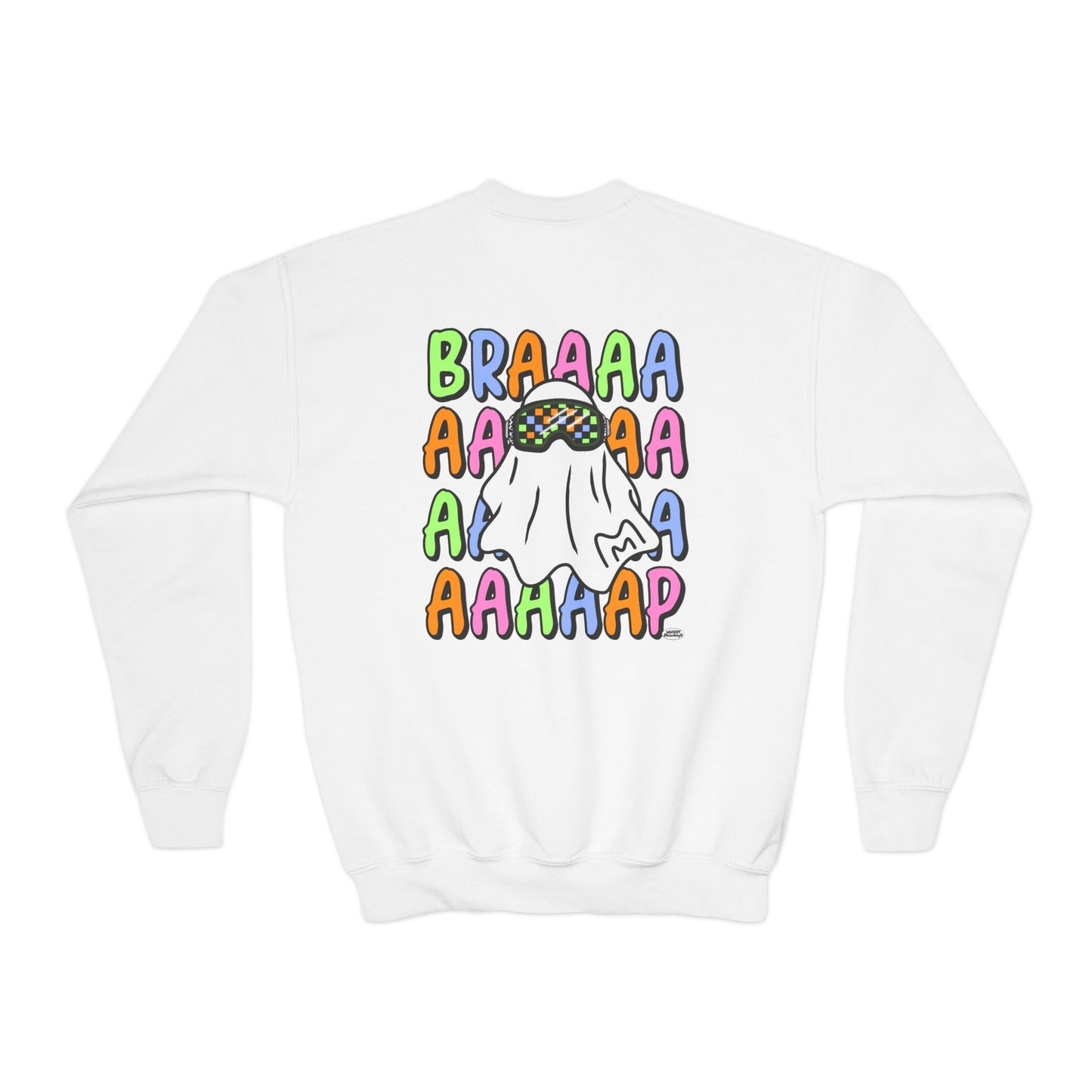 Goggle Ghost | Youth Halloween Motocross Crewneck Sweatshirt