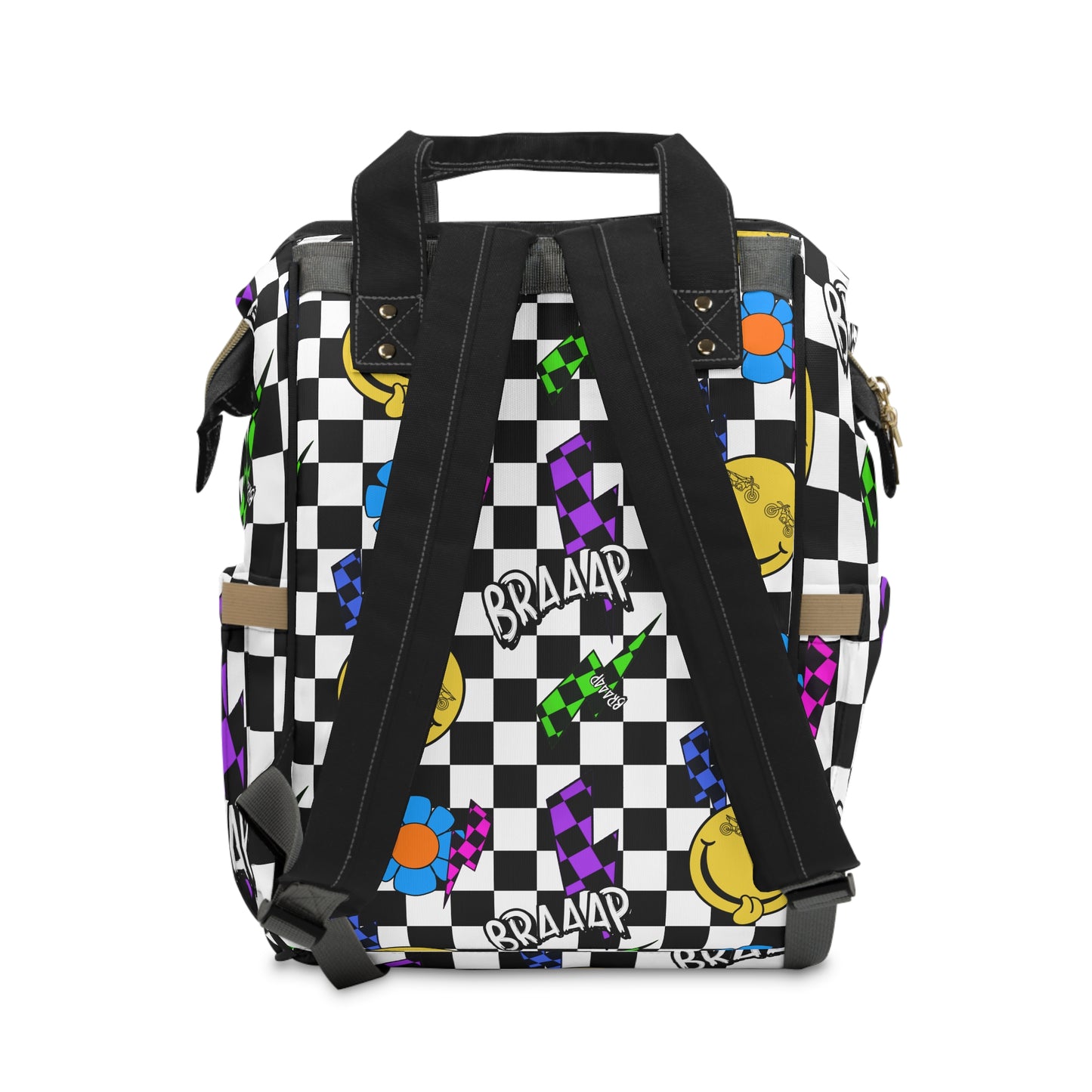 Braaap Colorful Checkered Multifunctional Diaper Backpack