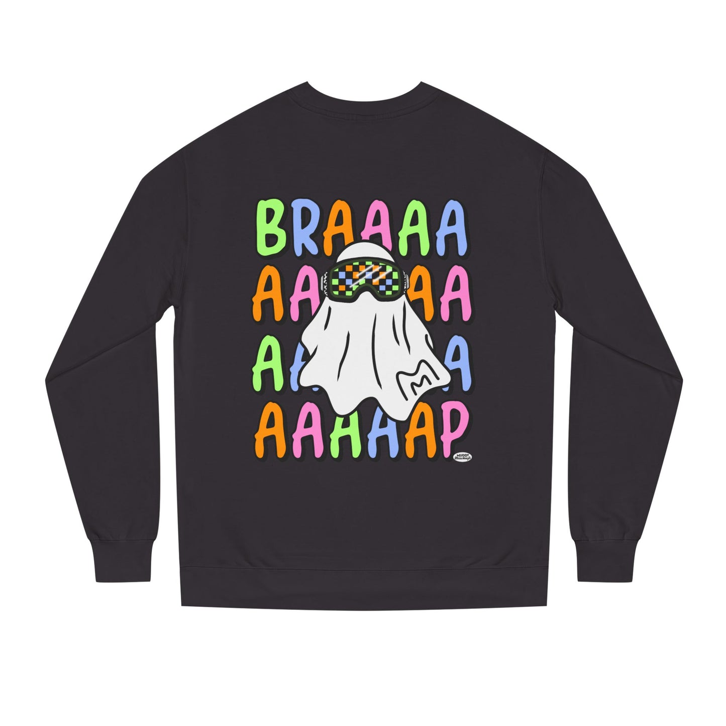 Goggle Ghost | Unisex Adult Halloween Motocross Crewneck Sweatshirt