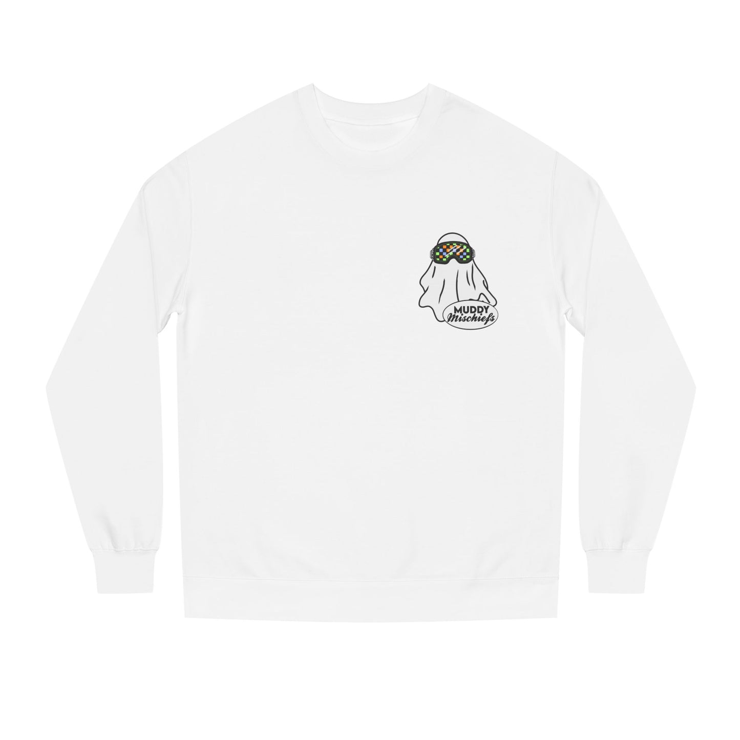 Goggle Ghost | Unisex Adult Halloween Motocross Crewneck Sweatshirt