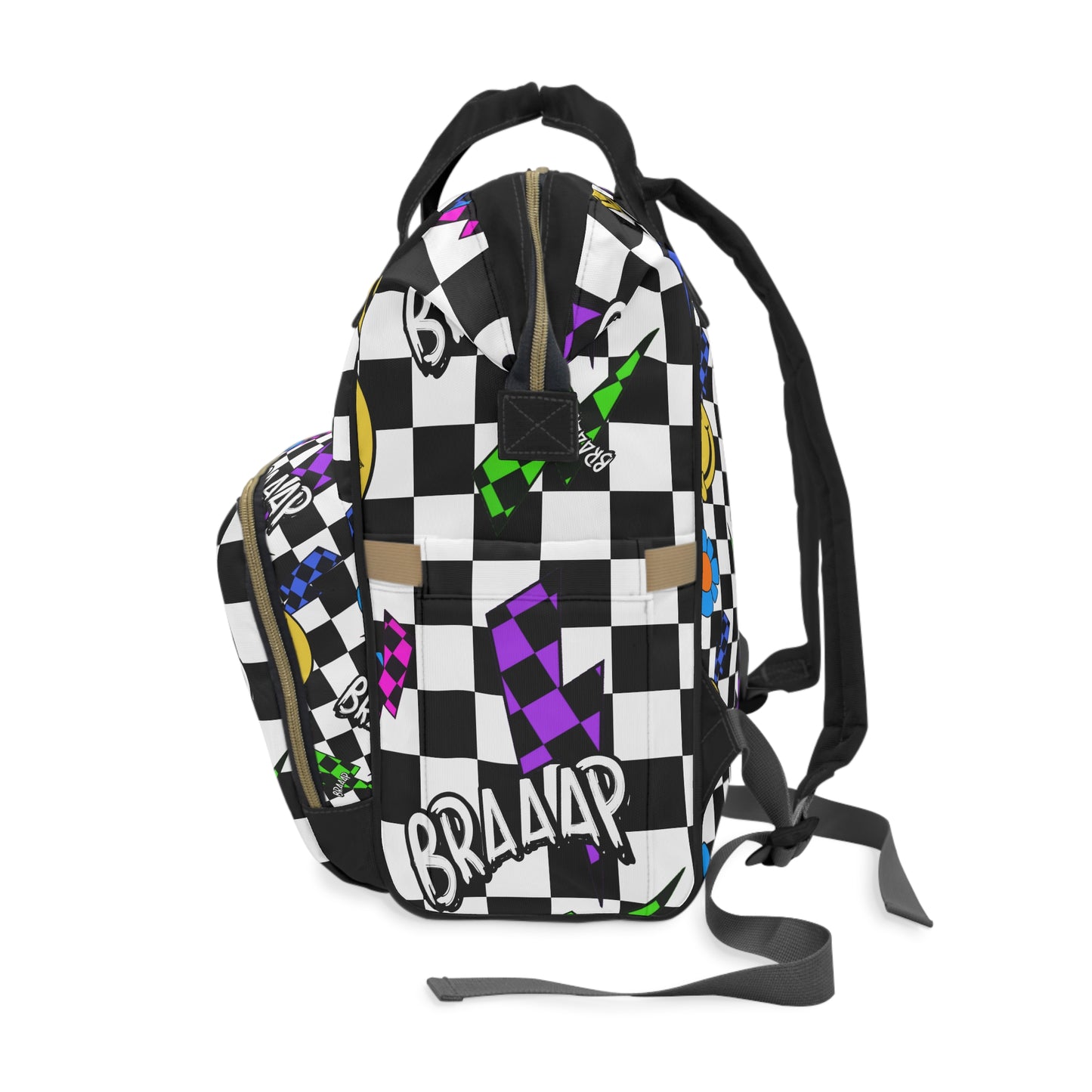 Braaap Colorful Checkered Multifunctional Diaper Backpack
