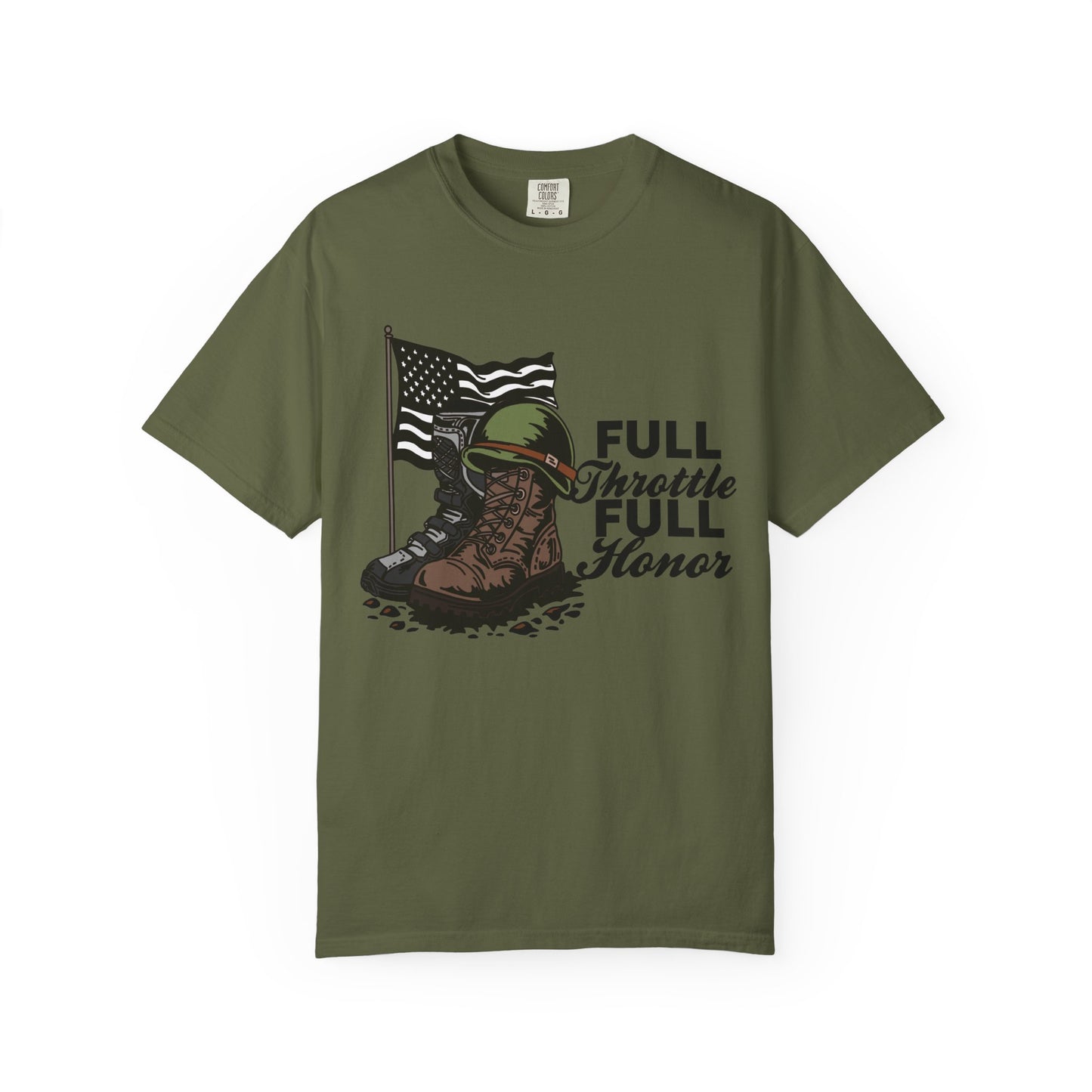 Full Throttle Full Honor | Adult Motocross Military Tribute Tee