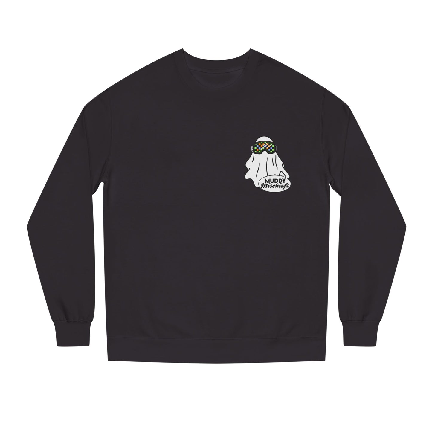 Goggle Ghost | Unisex Adult Halloween Motocross Crewneck Sweatshirt
