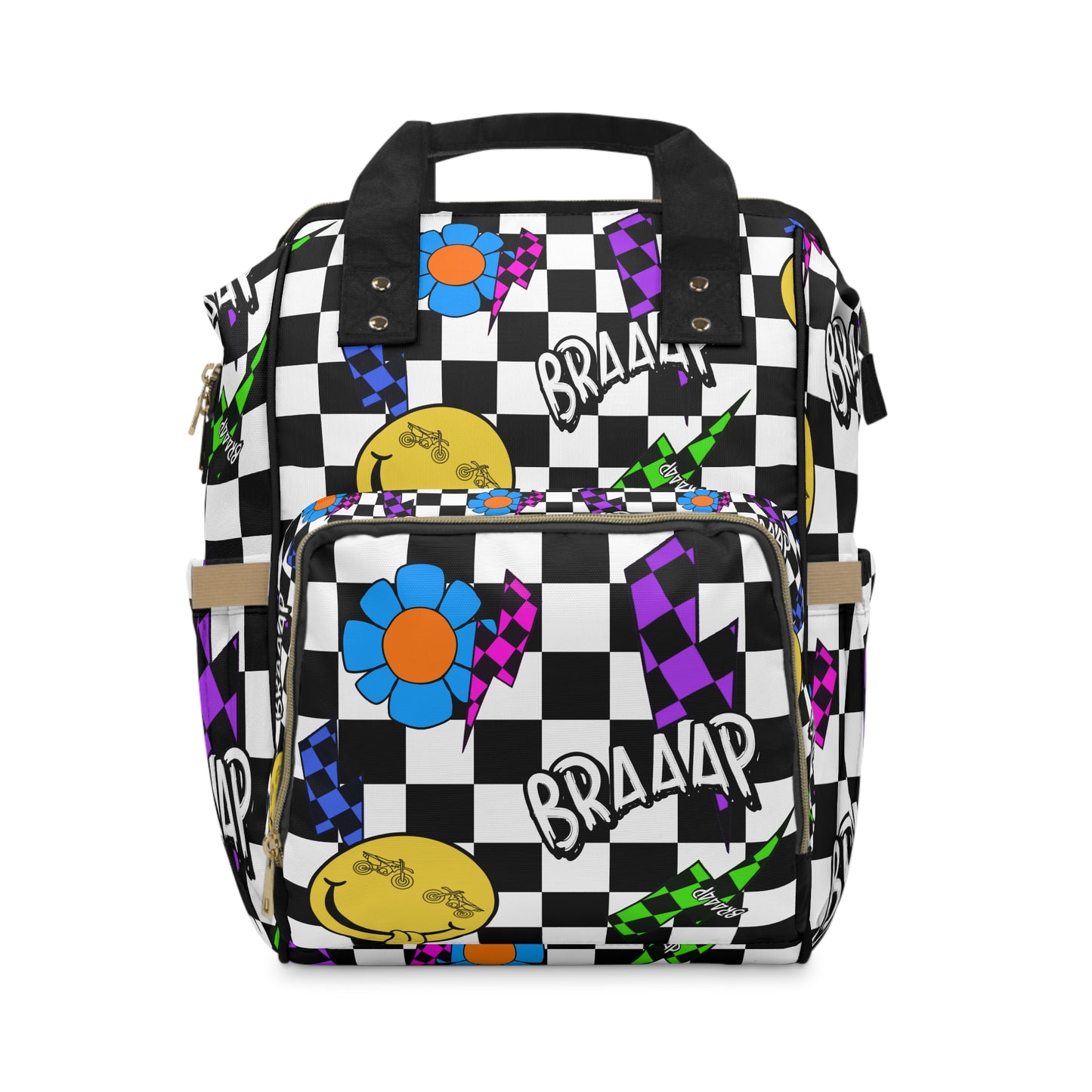 Braaap Colorful Checkered Multifunctional Diaper Backpack