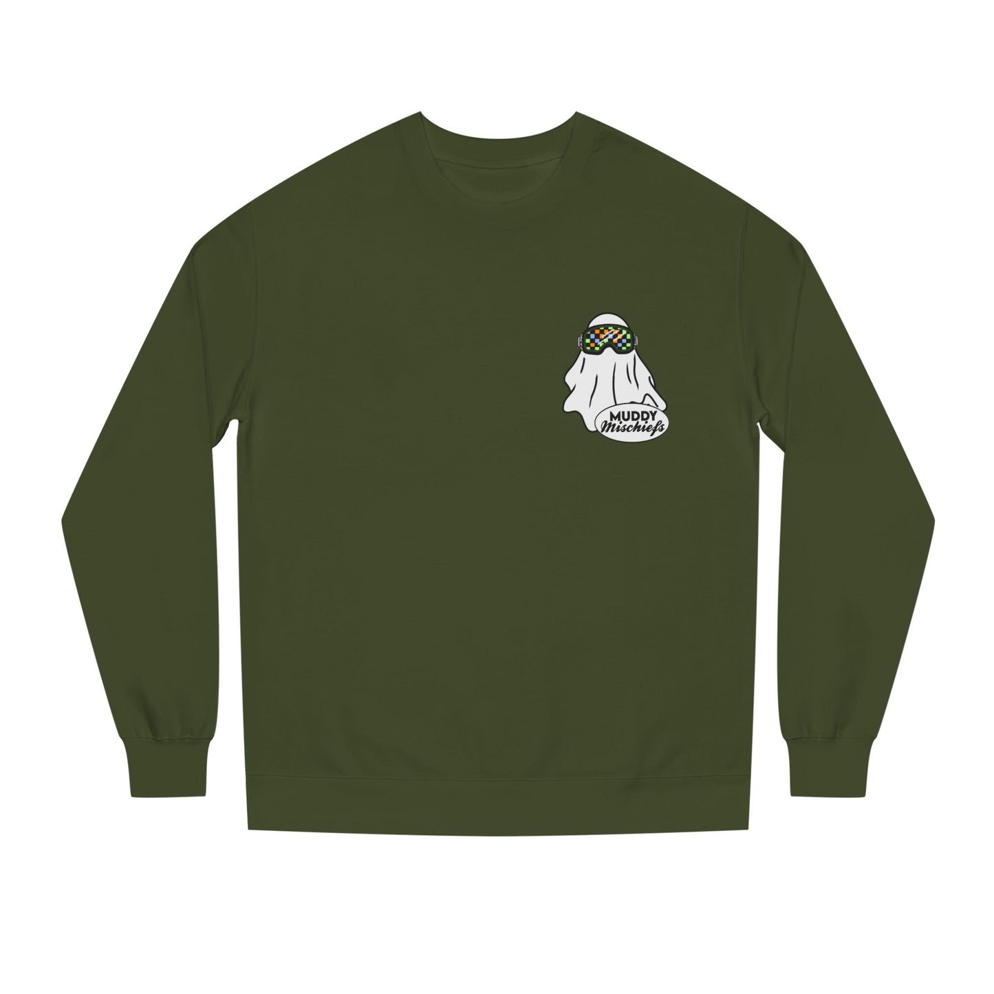 Goggle Ghost | Unisex Adult Halloween Motocross Crewneck Sweatshirt