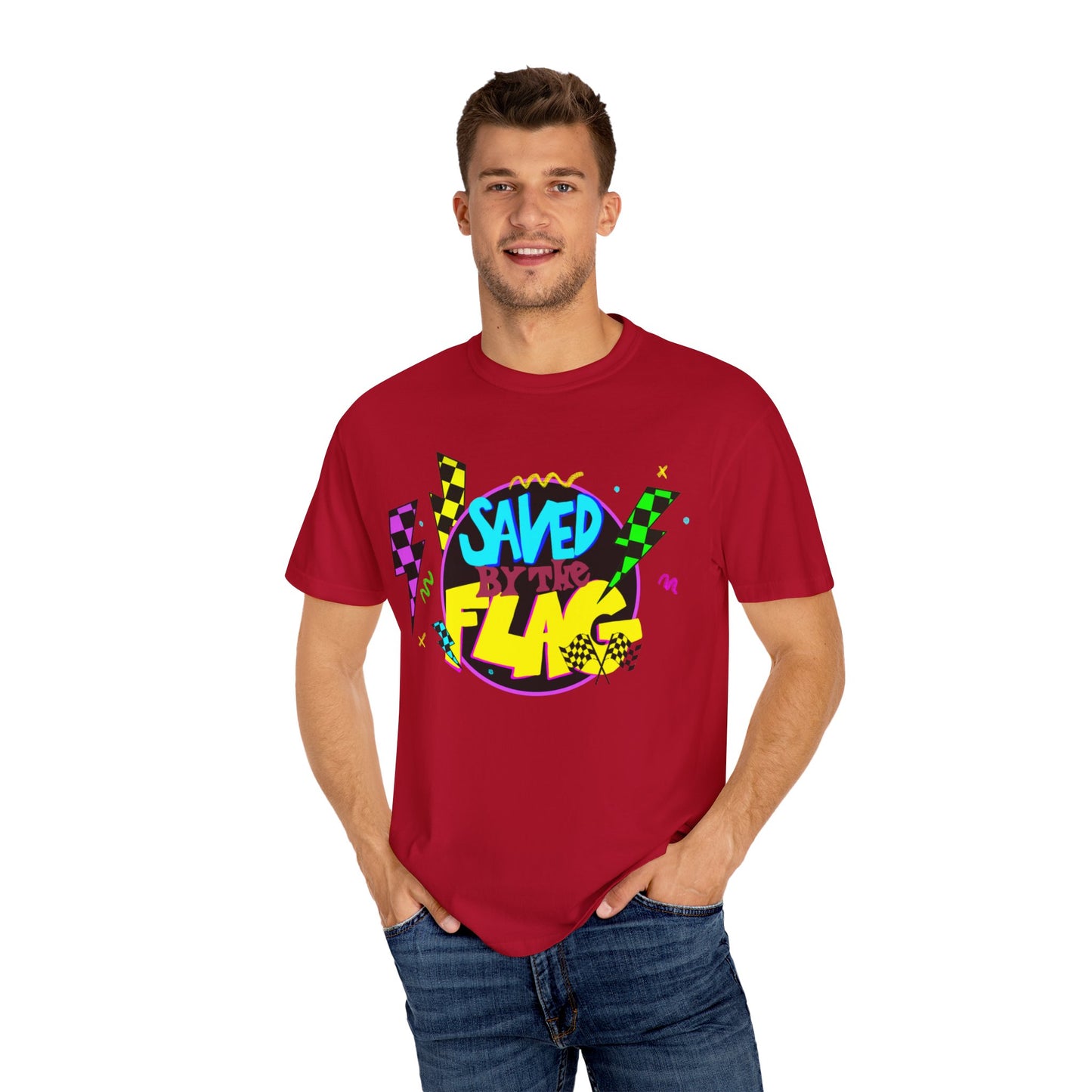 Retro Saved by the Flag | Adult Motocross Tee