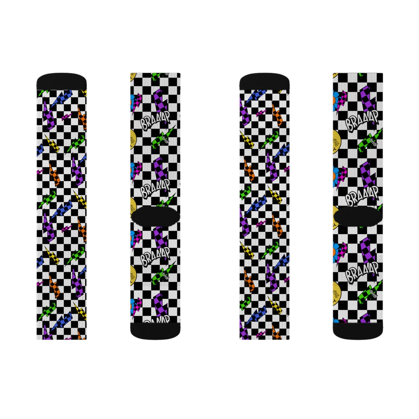Colorful Checkered Toes | Mid Calf Motocross Socks
