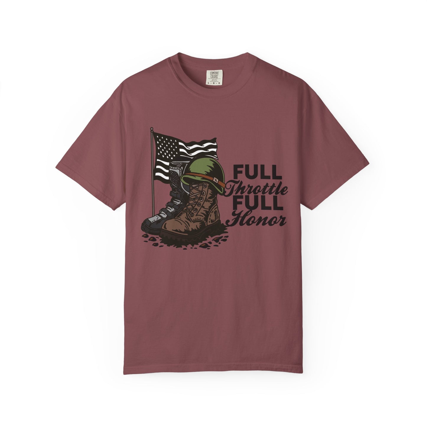 Full Throttle Full Honor | Adult Motocross Military Tribute Tee