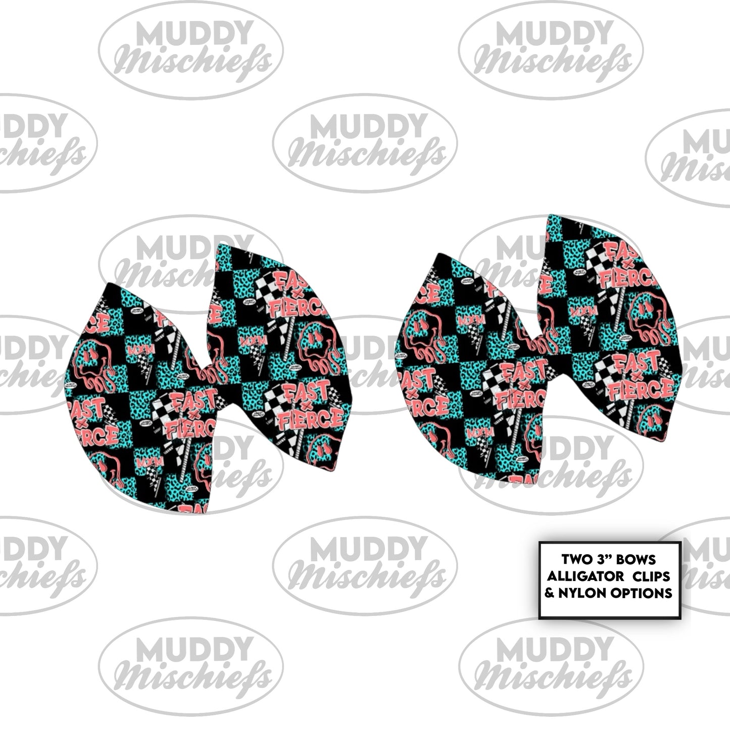 Fast x Fierce 3” PIG TAIL BOWS | Motocross-Inspired Bows